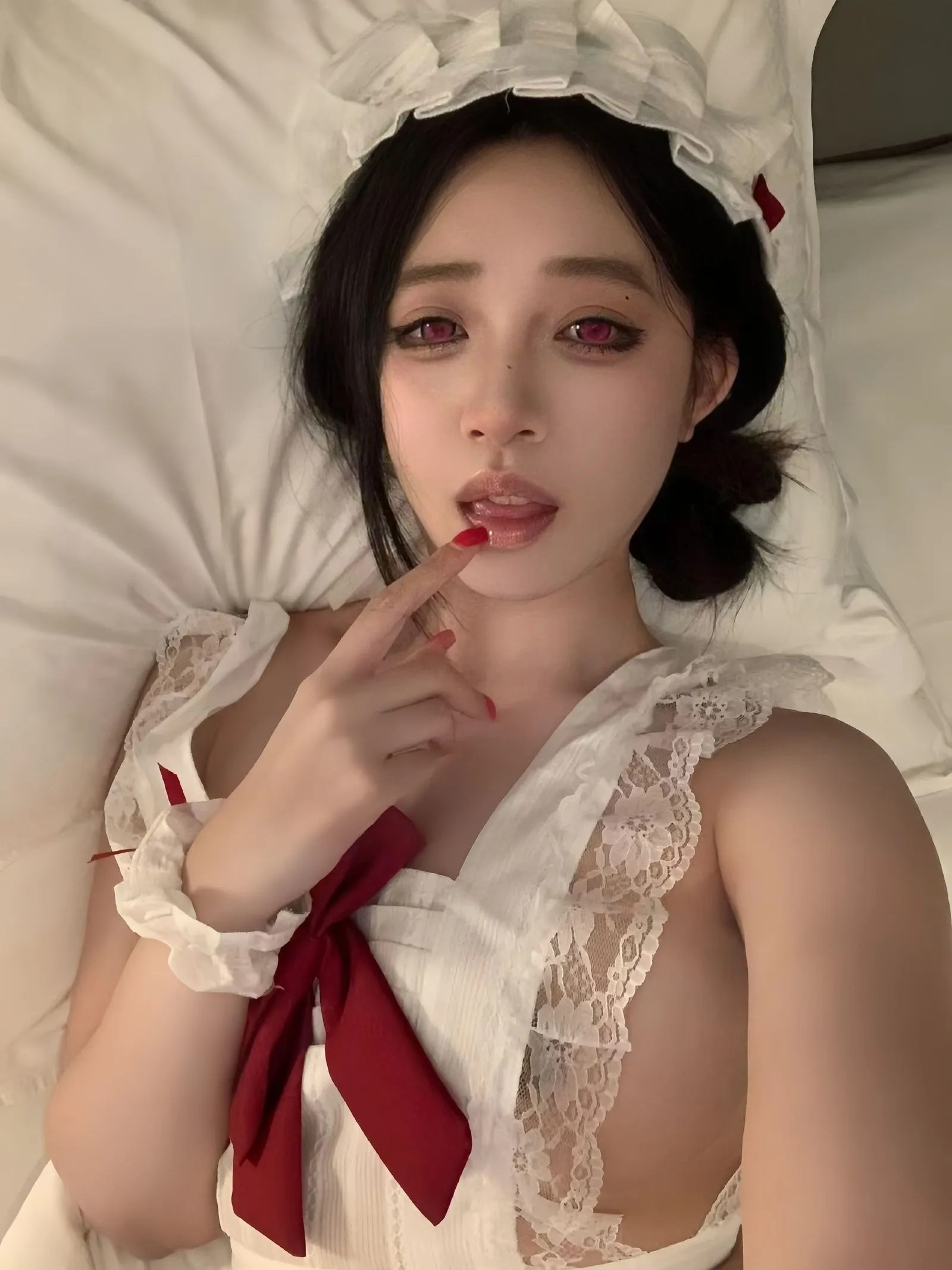 鹅鹅 – 白色蕾丝情趣女仆装 微密圈-第13张