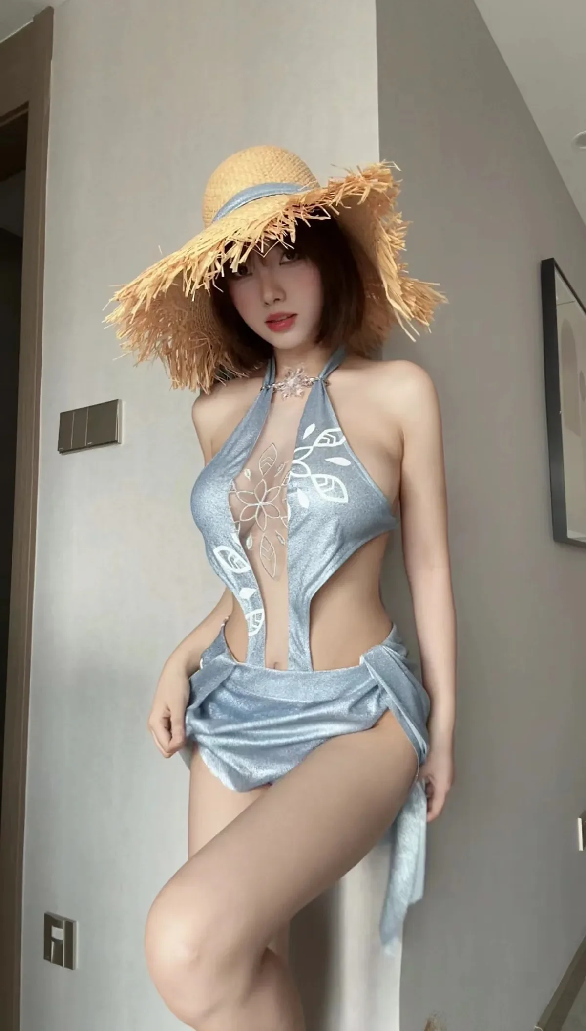 铃铛铛 – 蓝色印花比基尼 微密圈-第6张
