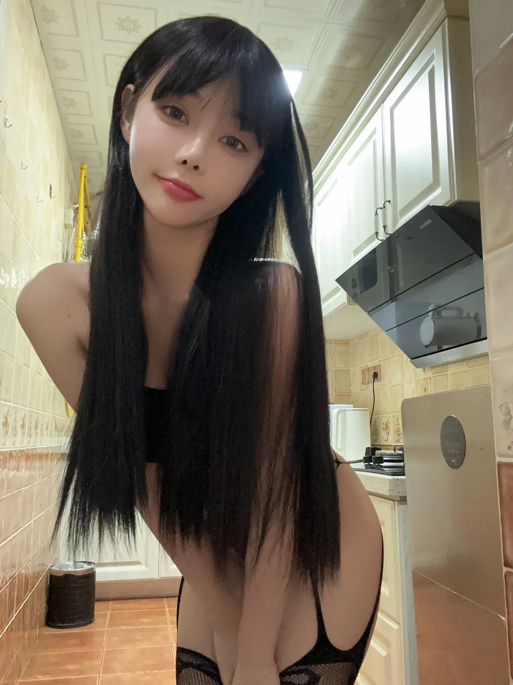 无欲无求的推土君 – 镂空黑色连体衣 微密圈-第22张
