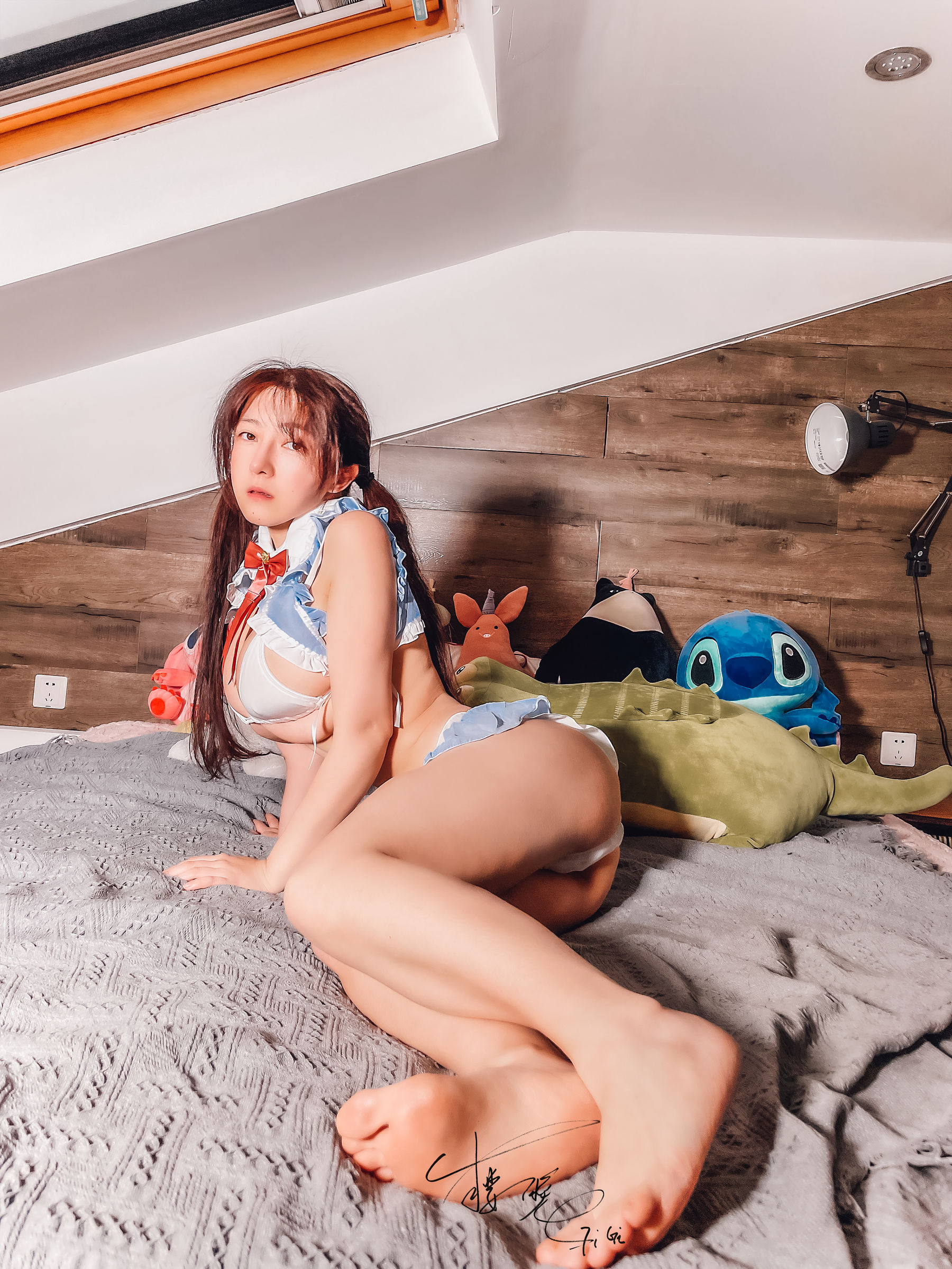 网络红人樱晚gigi – 蓝色比基尼 微密圈-第4张