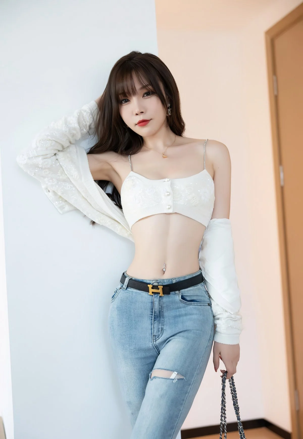 芝芝Booty紧身牛仔裤芝芝booty色诱翘臀图片2022白丝无内性感玉足 性感美女-第1张