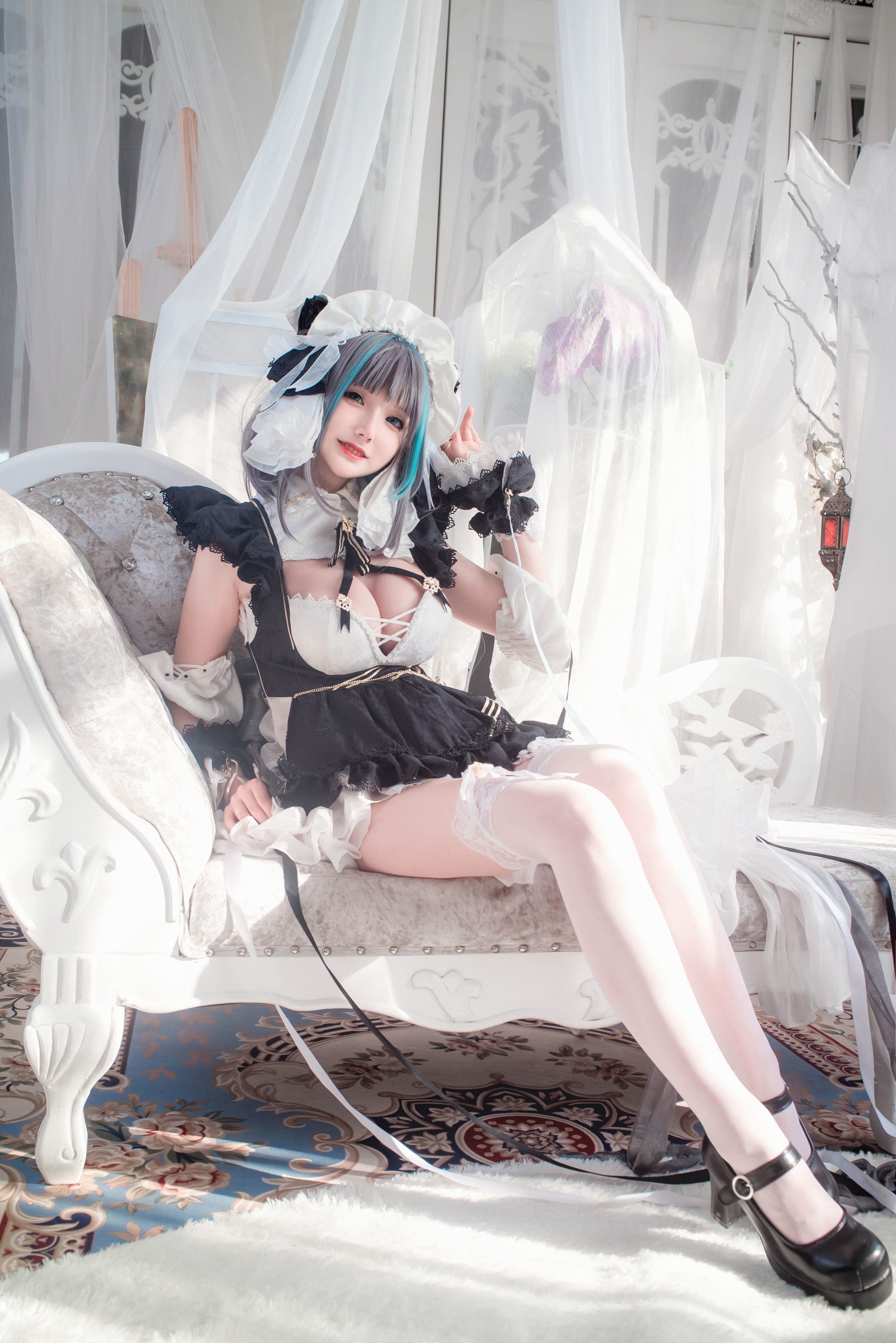 [网红COS] COS妹子仙九Airi - 柴郡女仆 性感美女-第1张