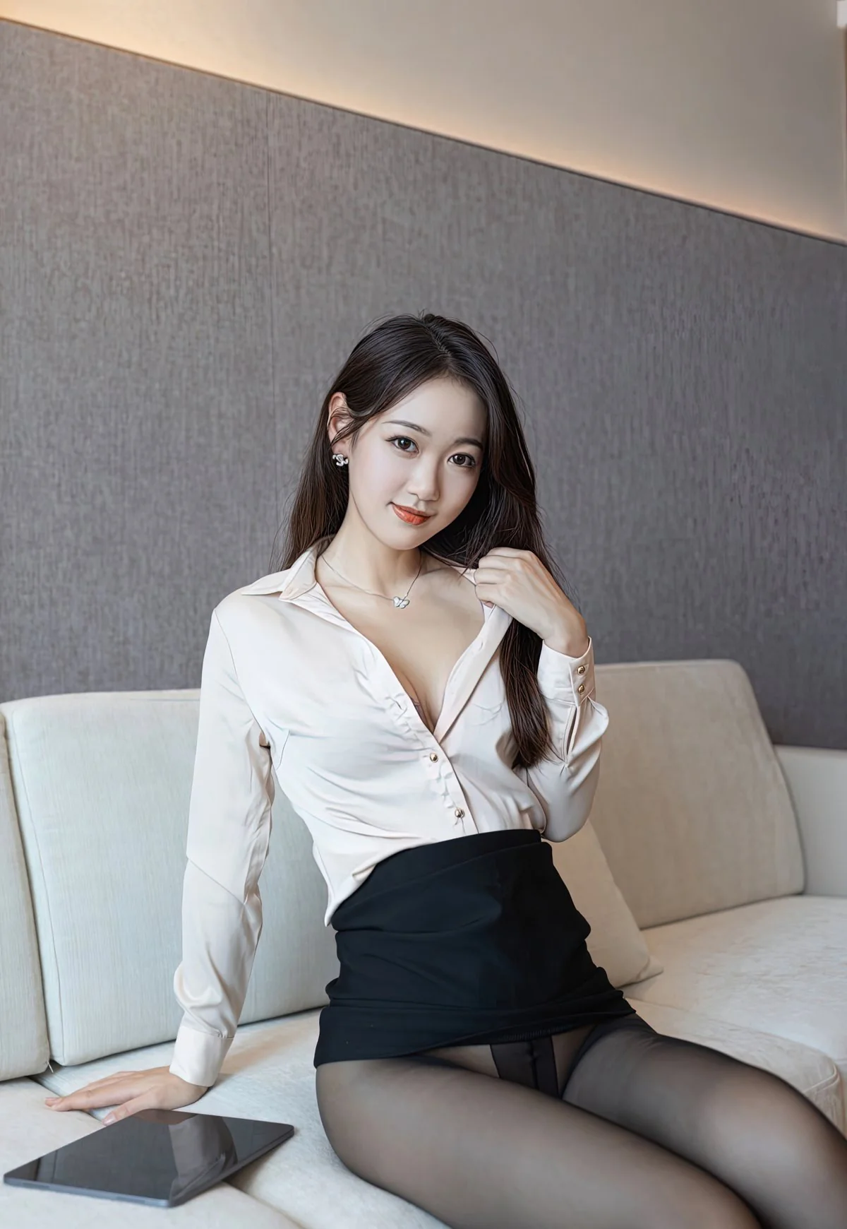 性感秘书下班后唐安琪性感黑丝无内制服诱惑高颜值美女图片 性感美女-第5张