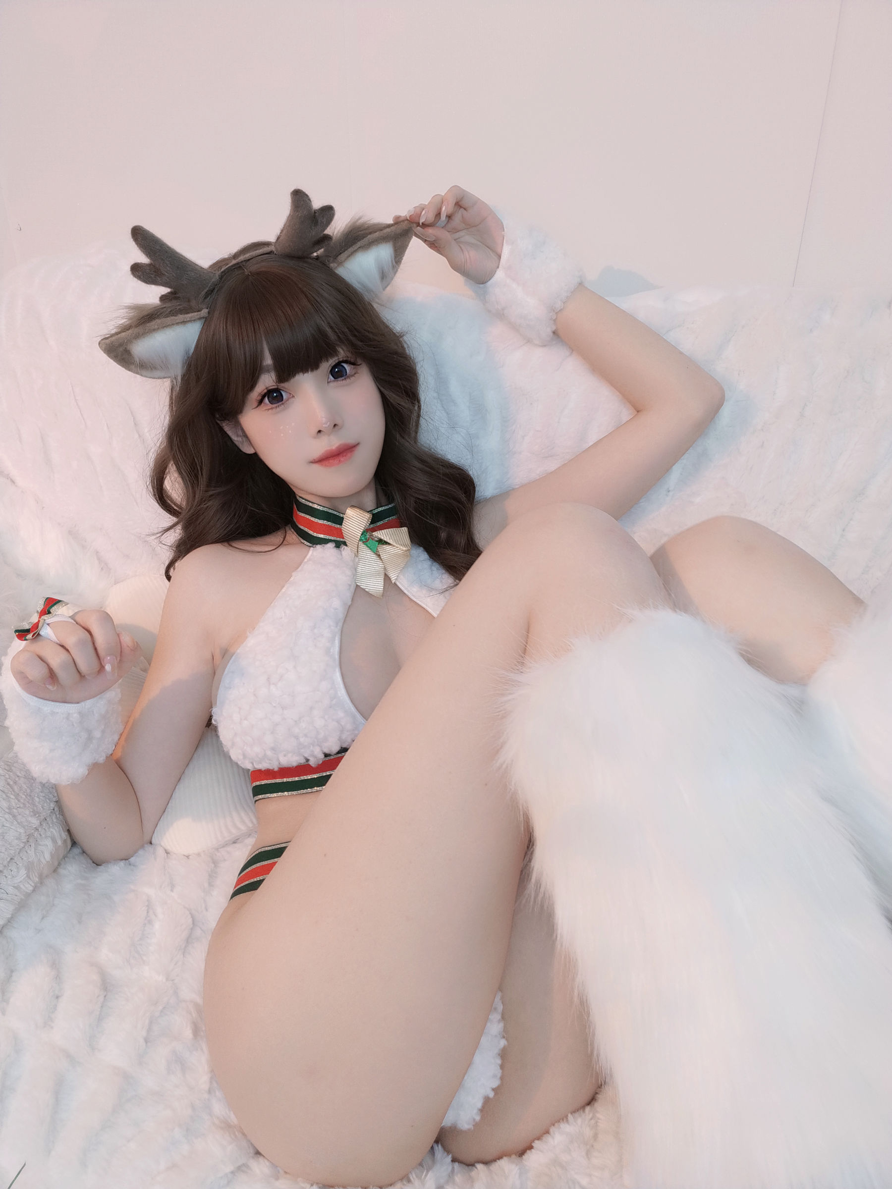 M940-[福利COS] 萌系小姐姐蜜汁猫裘 - 圣诞兔兔&amp;amp;鹿鹿 网红COS-第14张