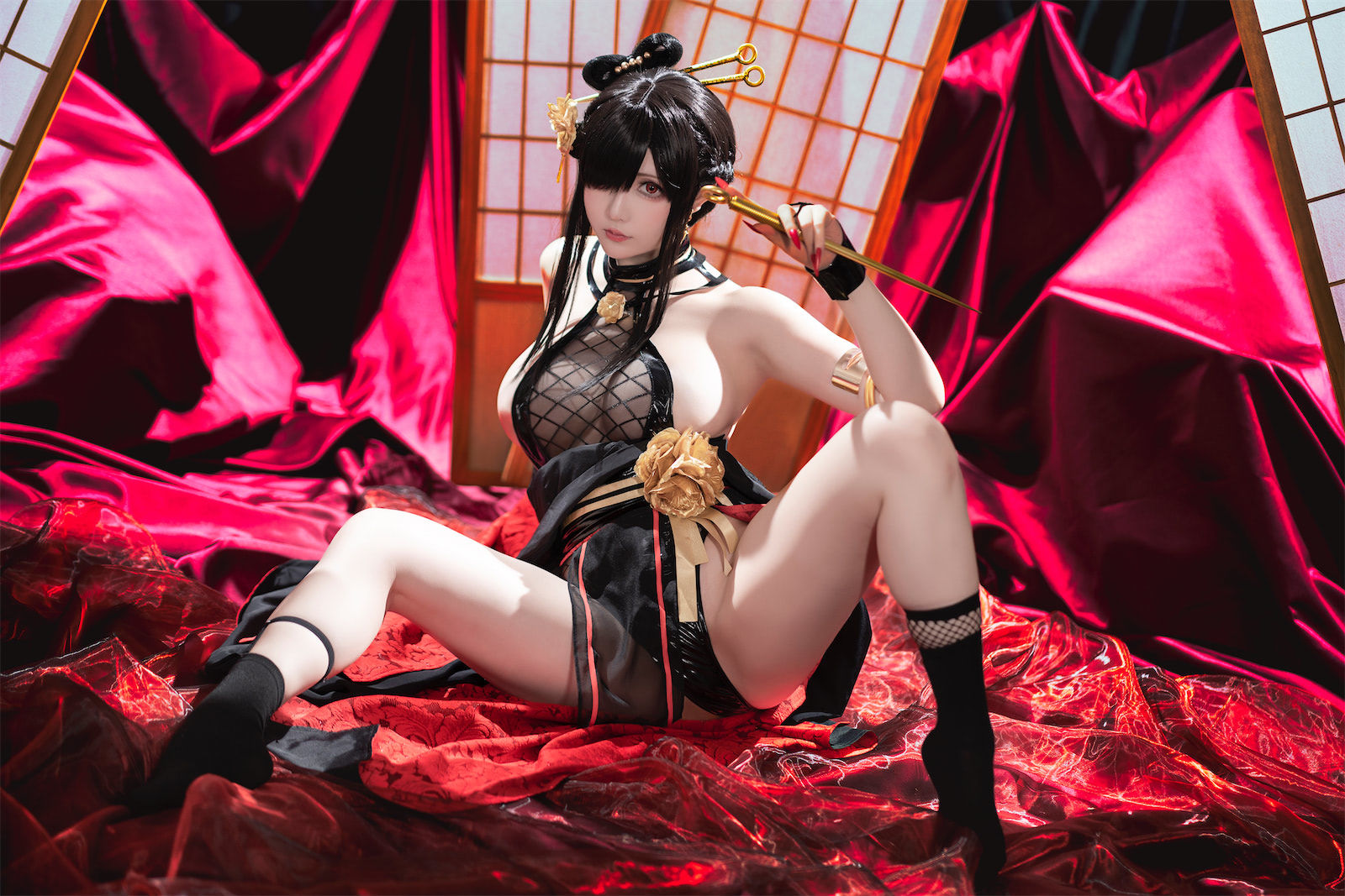 M940-[福利COS] Coser小姐姐星之迟迟 - 圣诞节 约尔 同人和风战斗服 网红COS-第35张