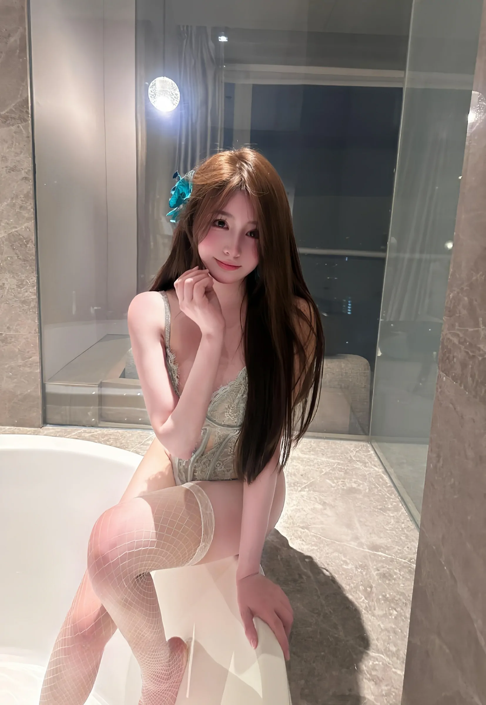 奔跑的晶螺儿 - 性感情趣蕾丝半腿白网丝 [24P] 插图20