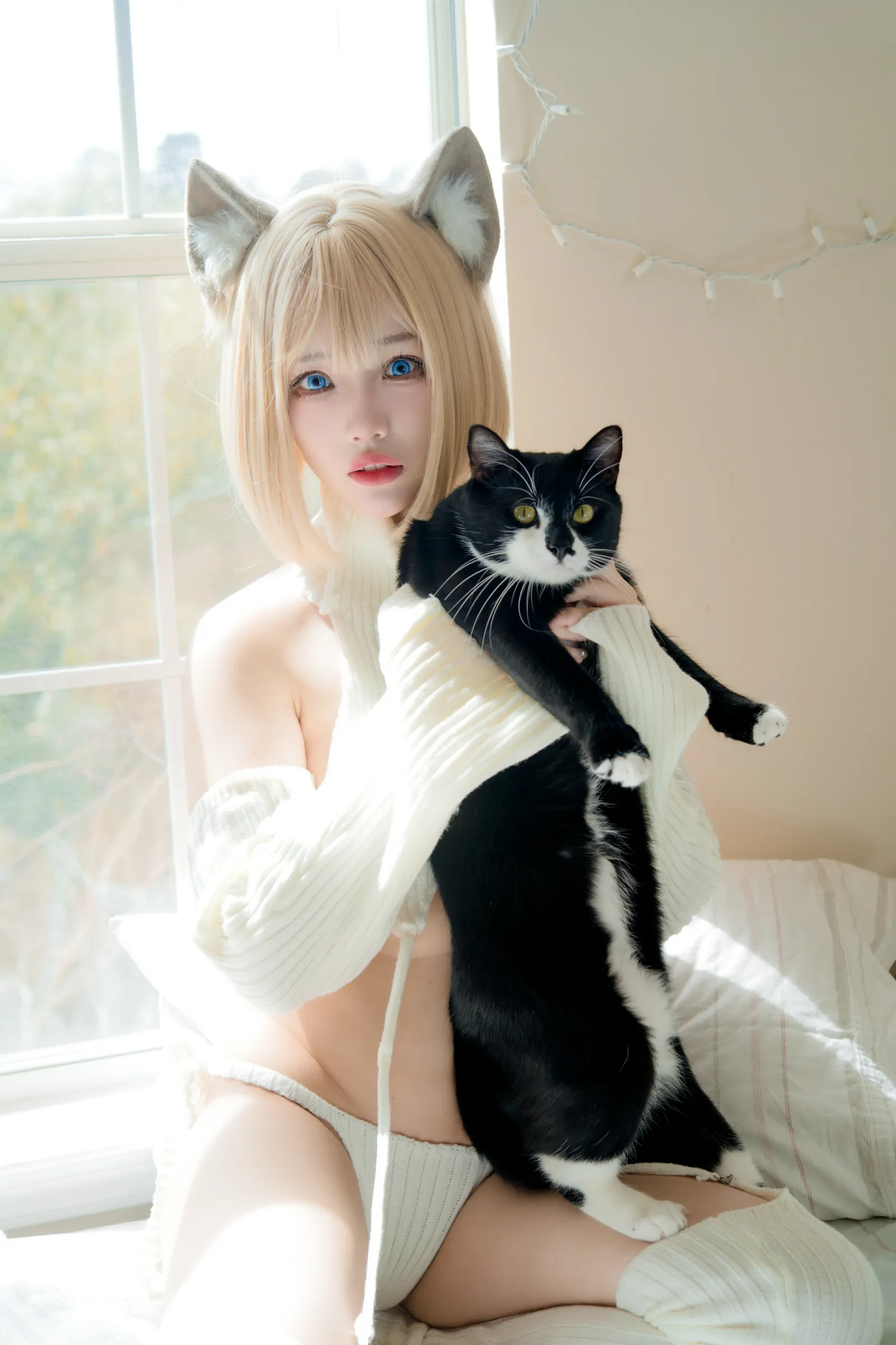 狐洛洛子 – 慵懒白猫 Cosplay-第33张