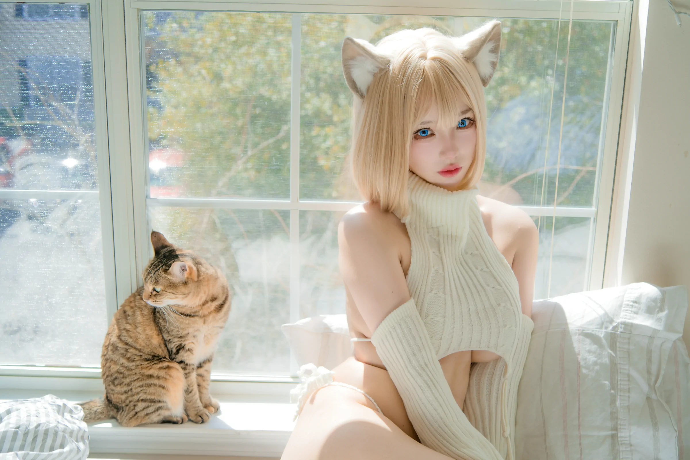 狐洛洛子 – 慵懒白猫 Cosplay-第30张