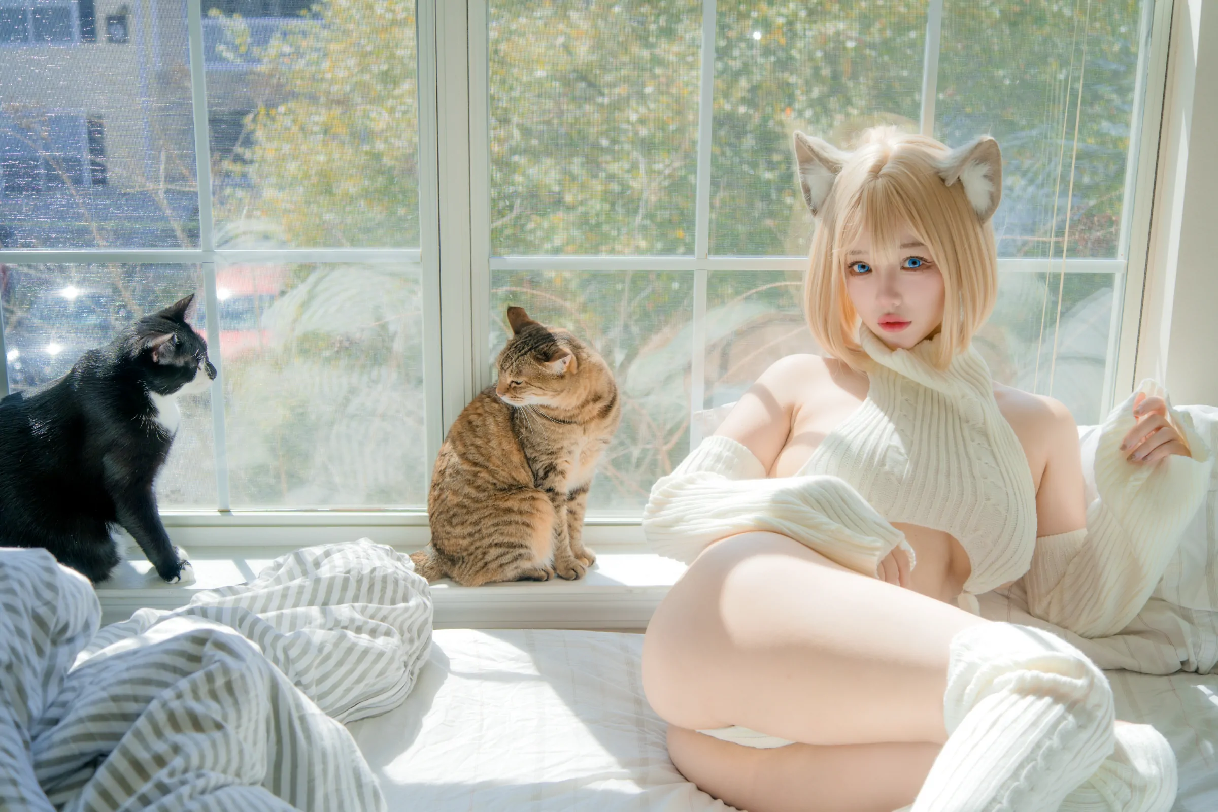 狐洛洛子 – 慵懒白猫 Cosplay-第36张