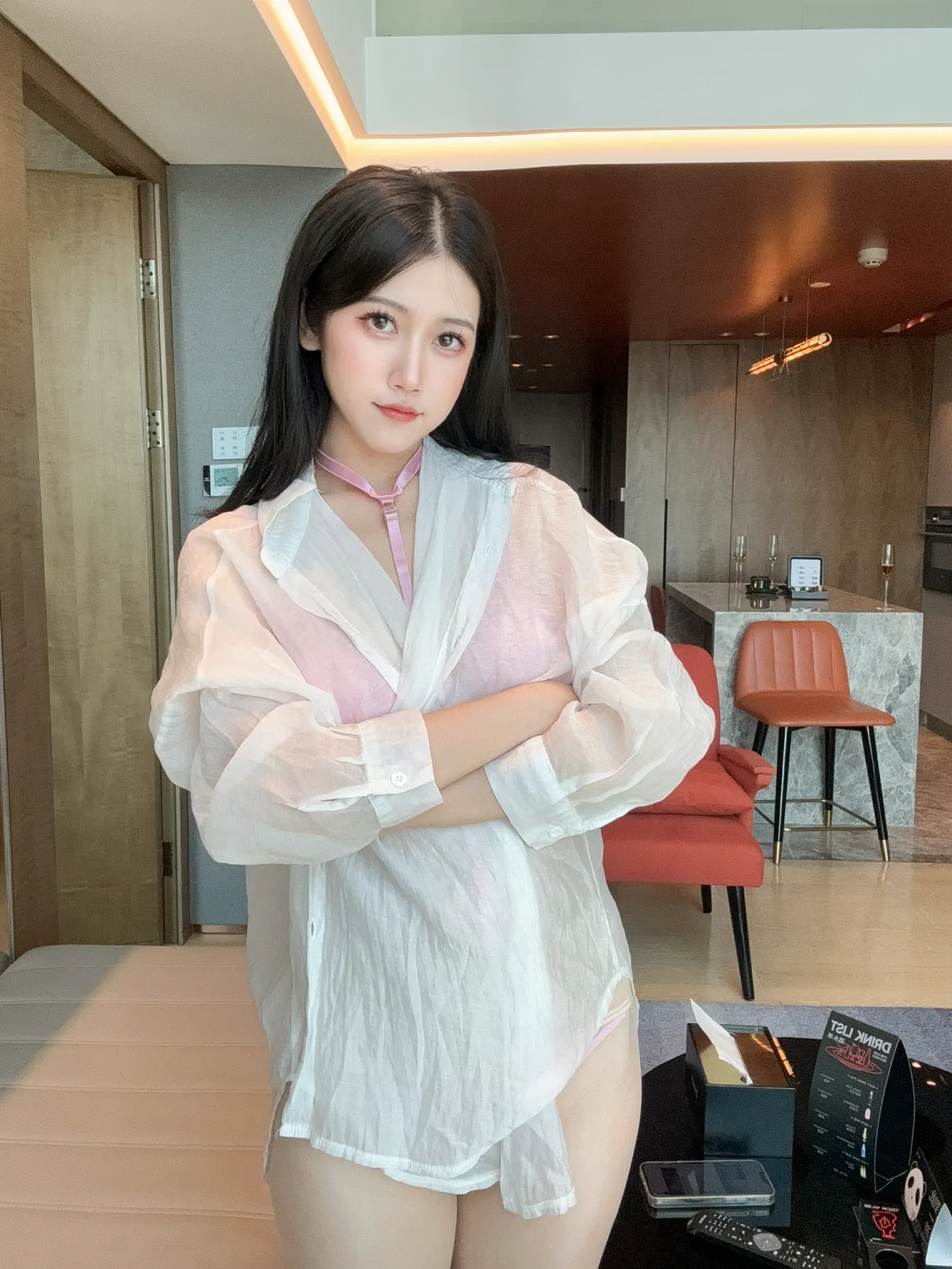 不呆猫 – 粉色衬衣女友 Cosplay-第63张