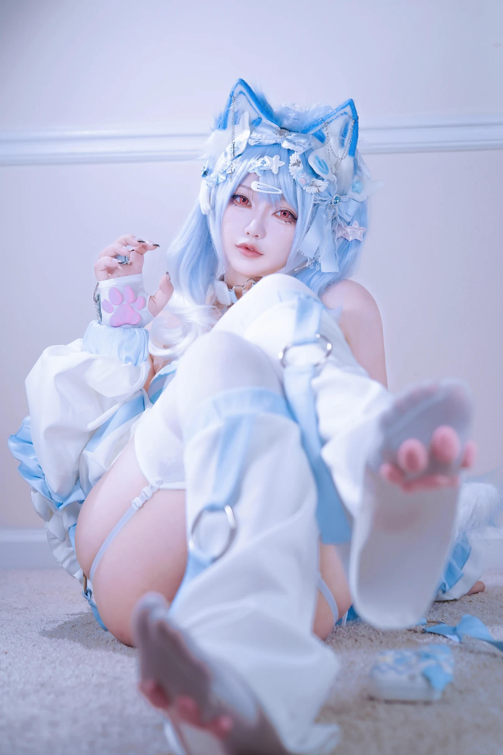 狐洛洛子 – 水色猫猫头 Cosplay-第2张