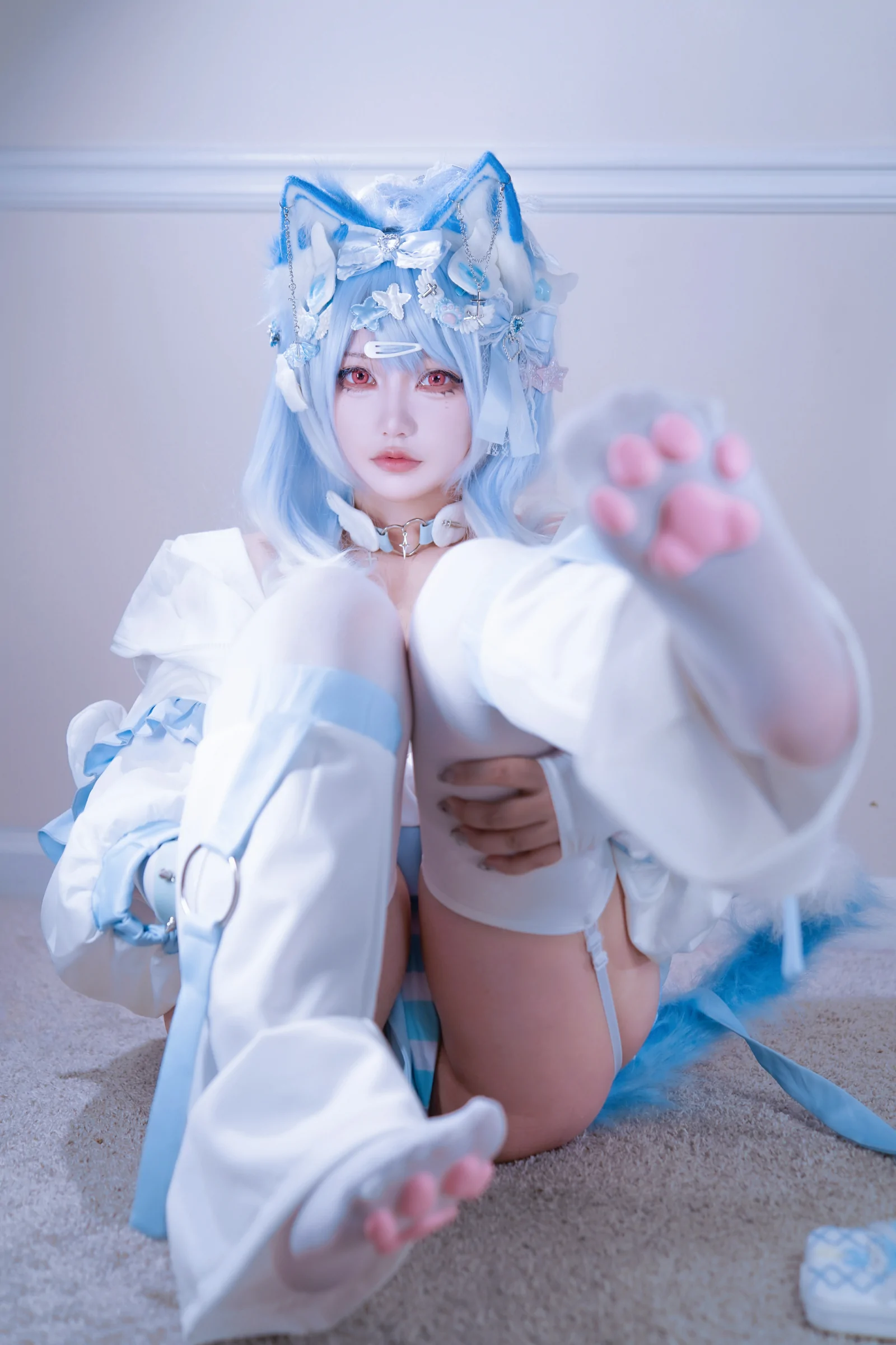 狐洛洛子 – 水色猫猫头 Cosplay-第9张