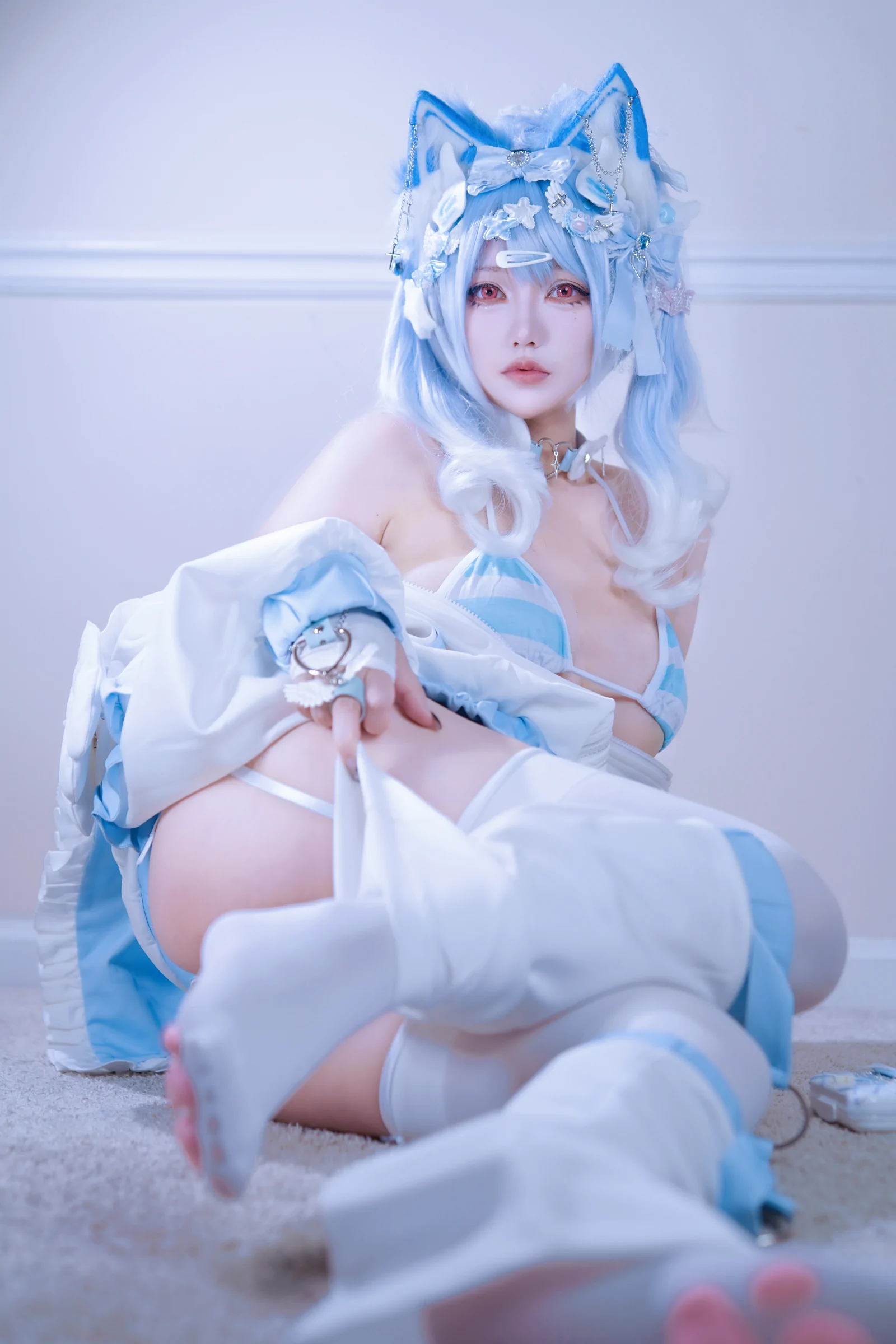 狐洛洛子 – 水色猫猫头 Cosplay-第11张