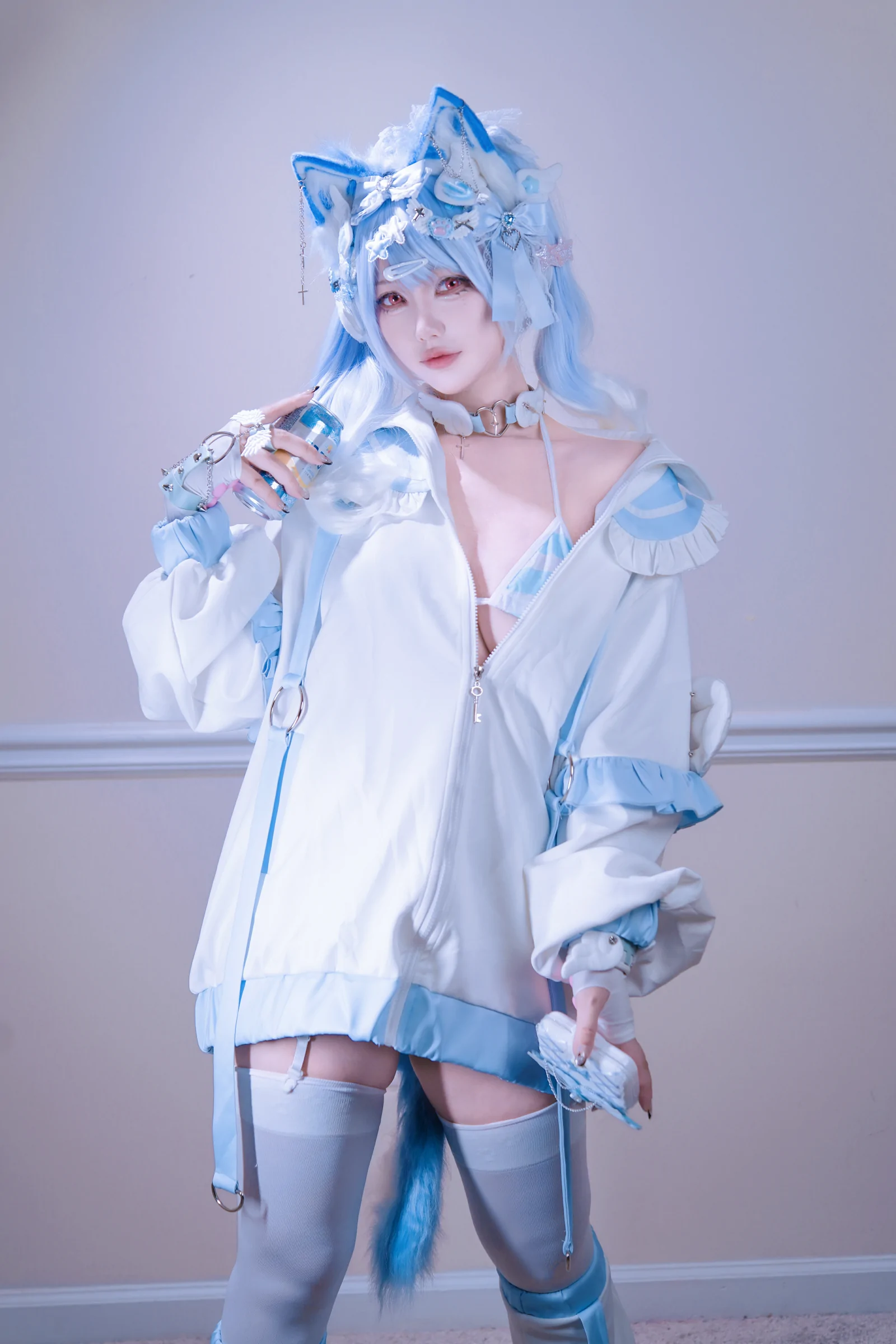 狐洛洛子 – 水色猫猫头 Cosplay-第12张