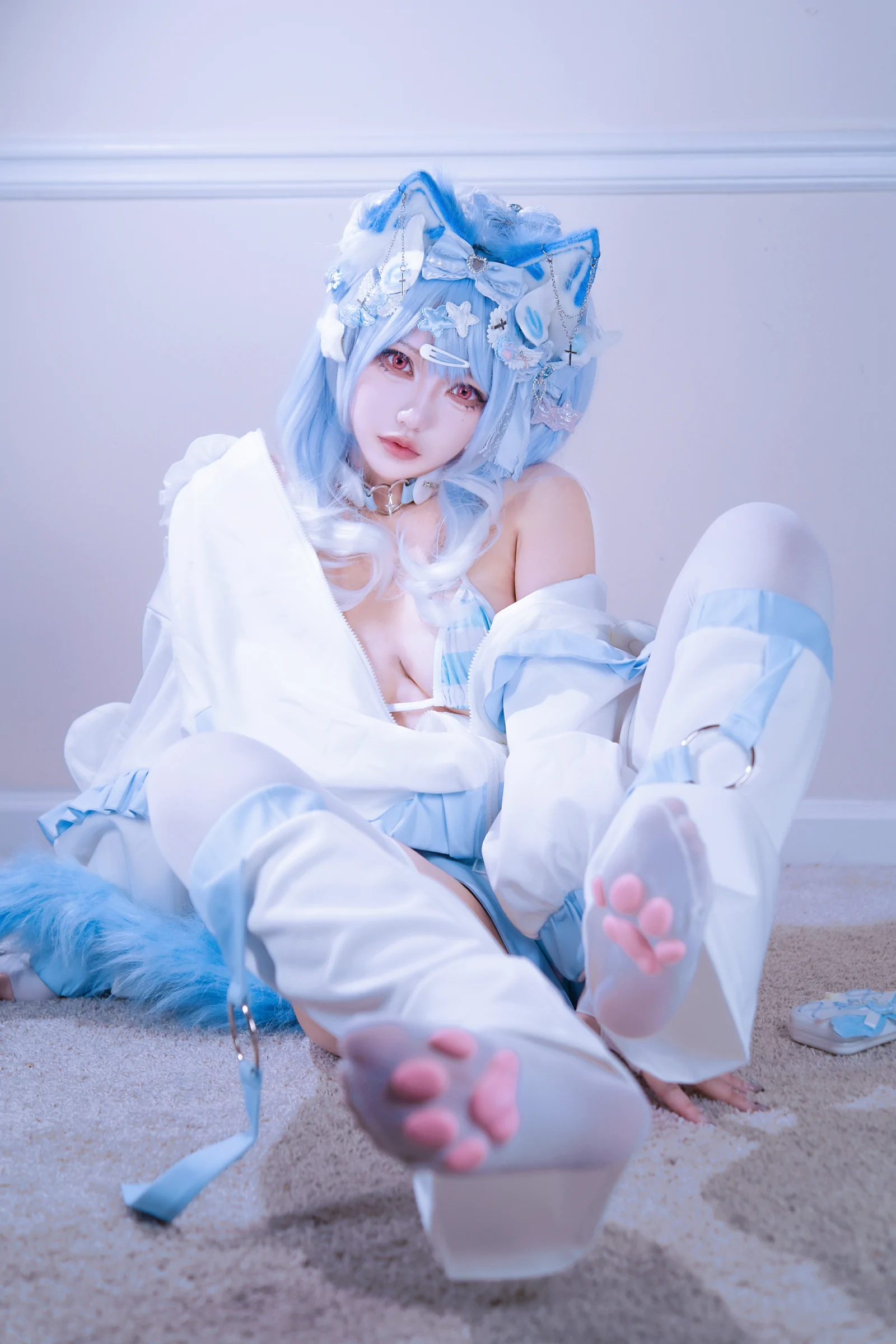 狐洛洛子 – 水色猫猫头 Cosplay-第16张