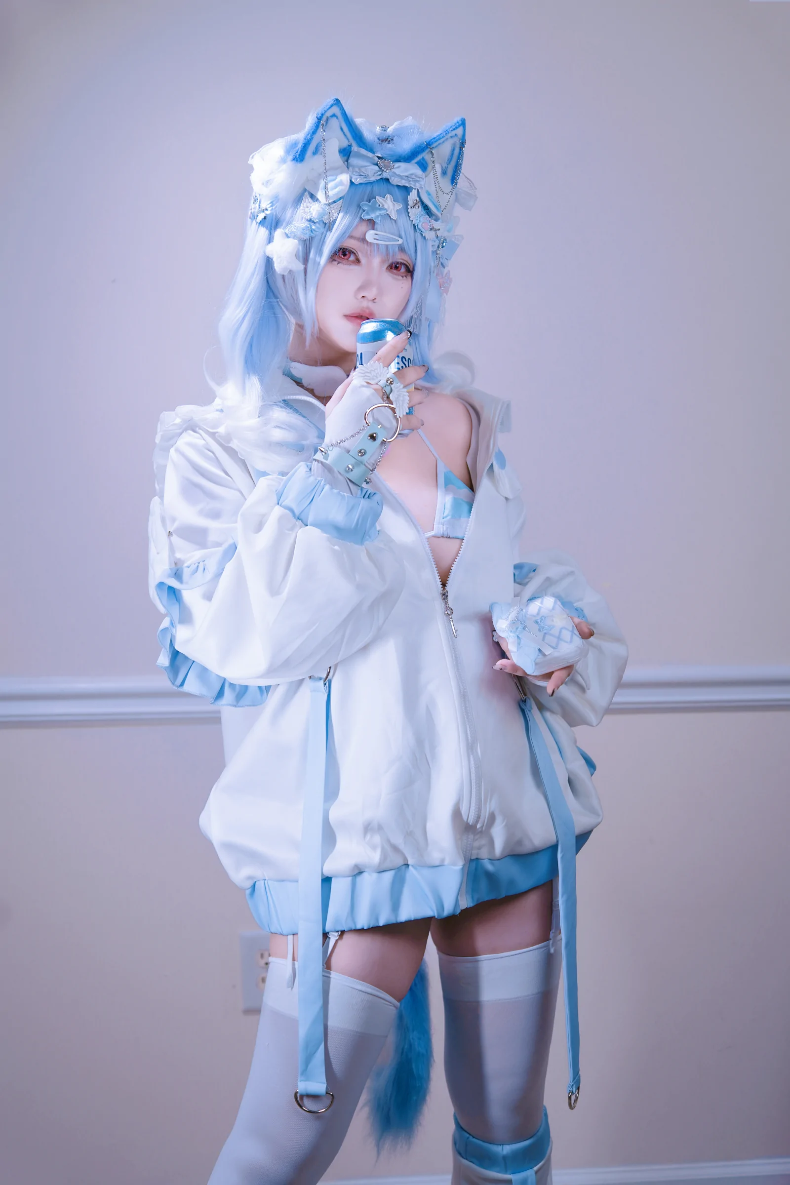 狐洛洛子 – 水色猫猫头 Cosplay-第17张