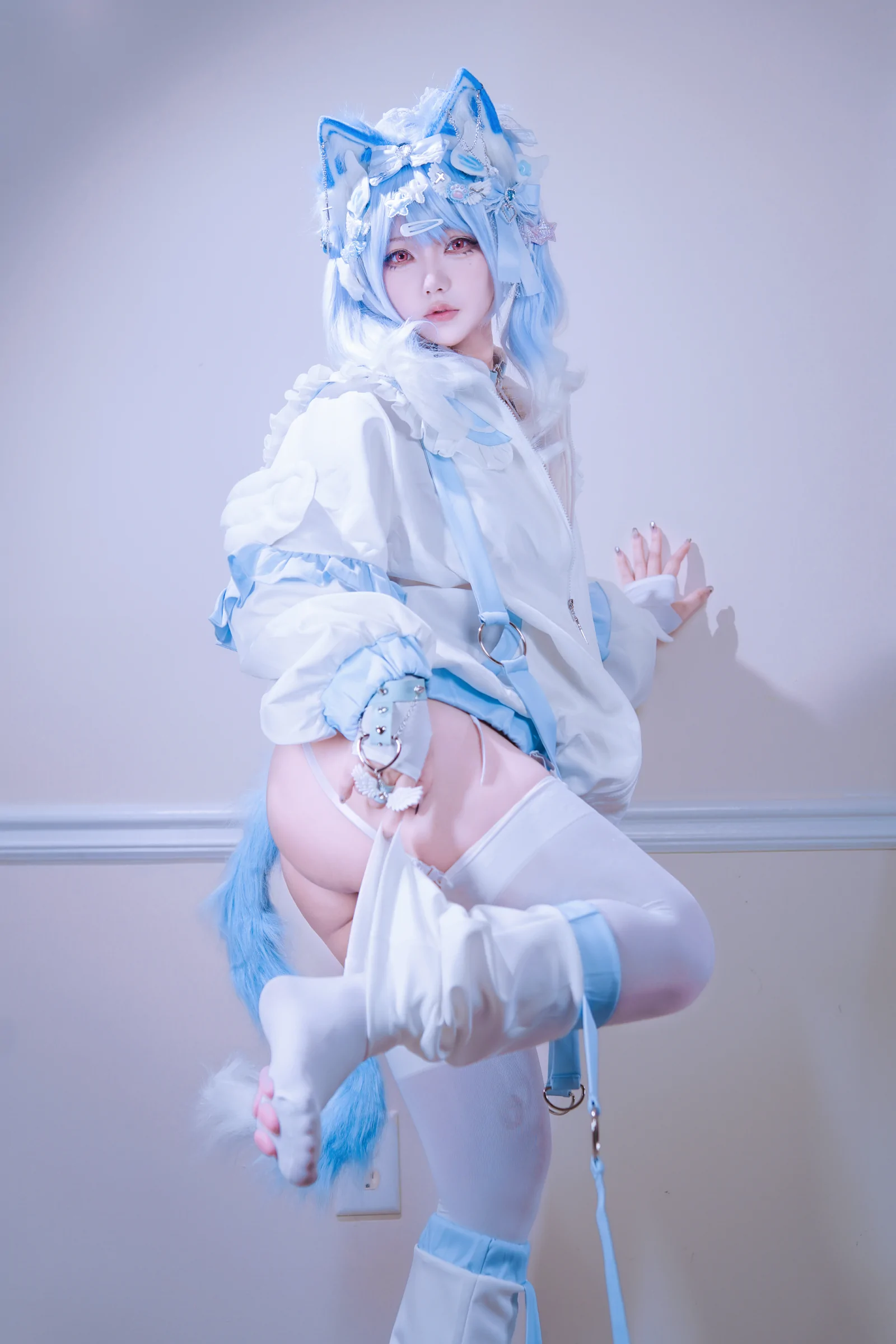 狐洛洛子 – 水色猫猫头 Cosplay-第35张