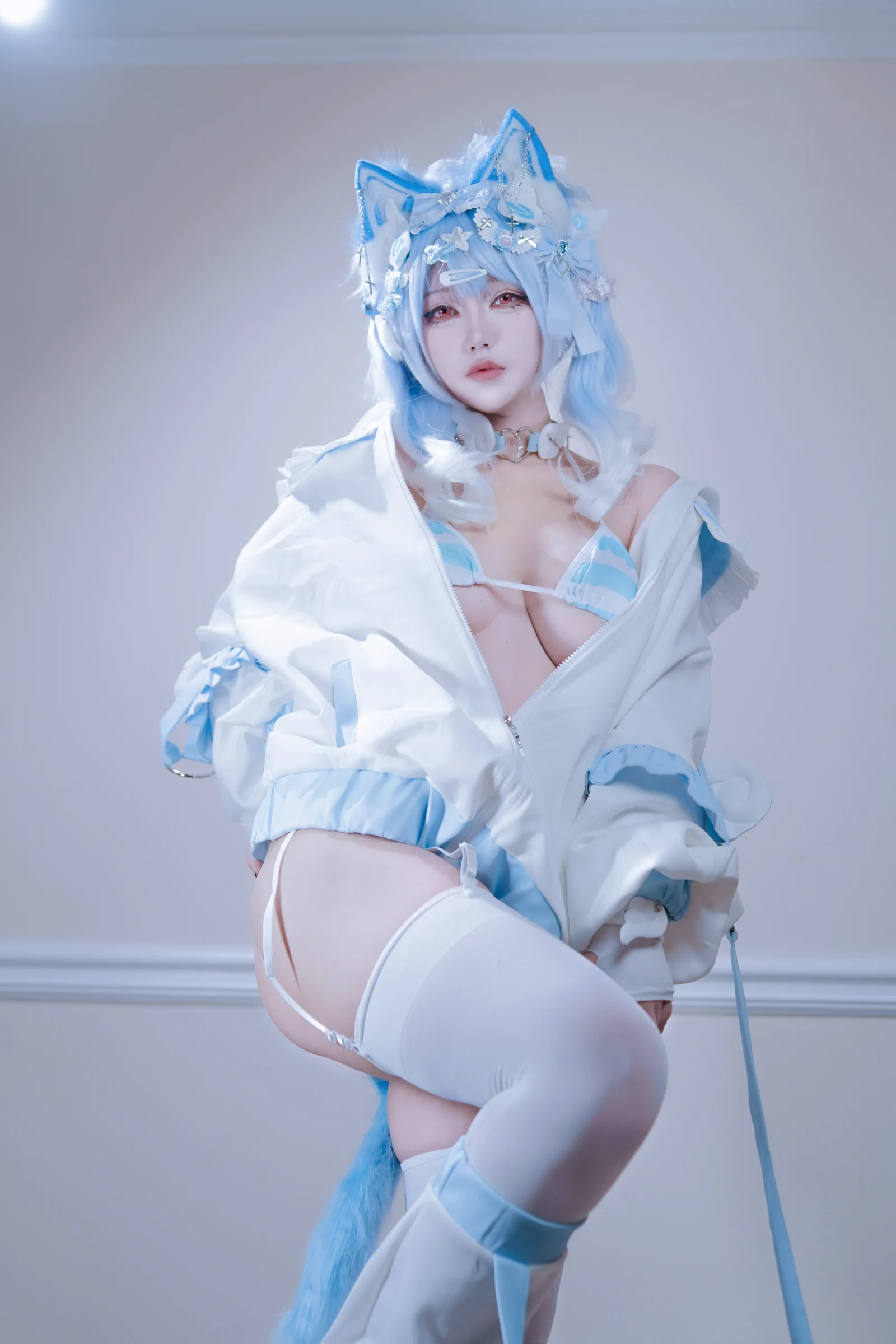 狐洛洛子 – 水色猫猫头 Cosplay-第38张
