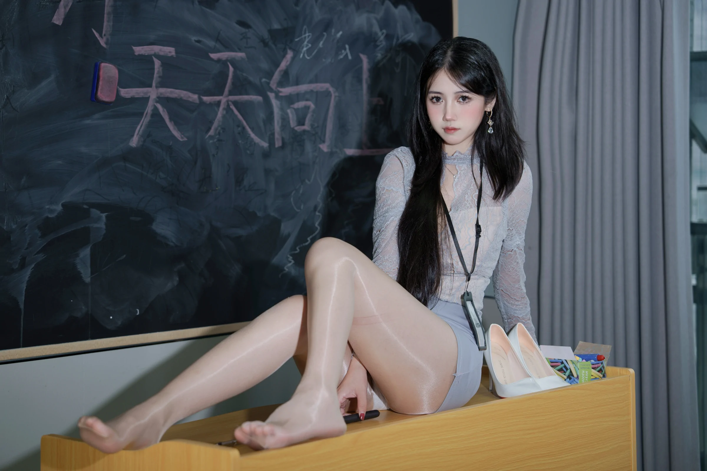 不呆猫 – 亮丝纯欲教师 Cosplay-第23张