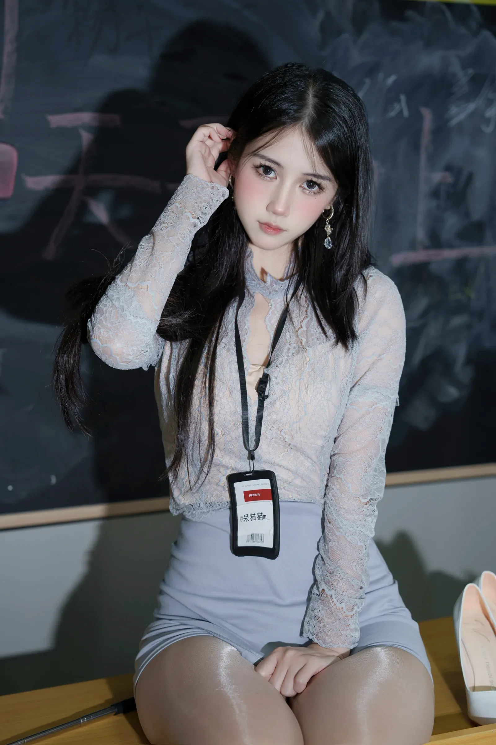 不呆猫 – 亮丝纯欲教师 Cosplay-第25张
