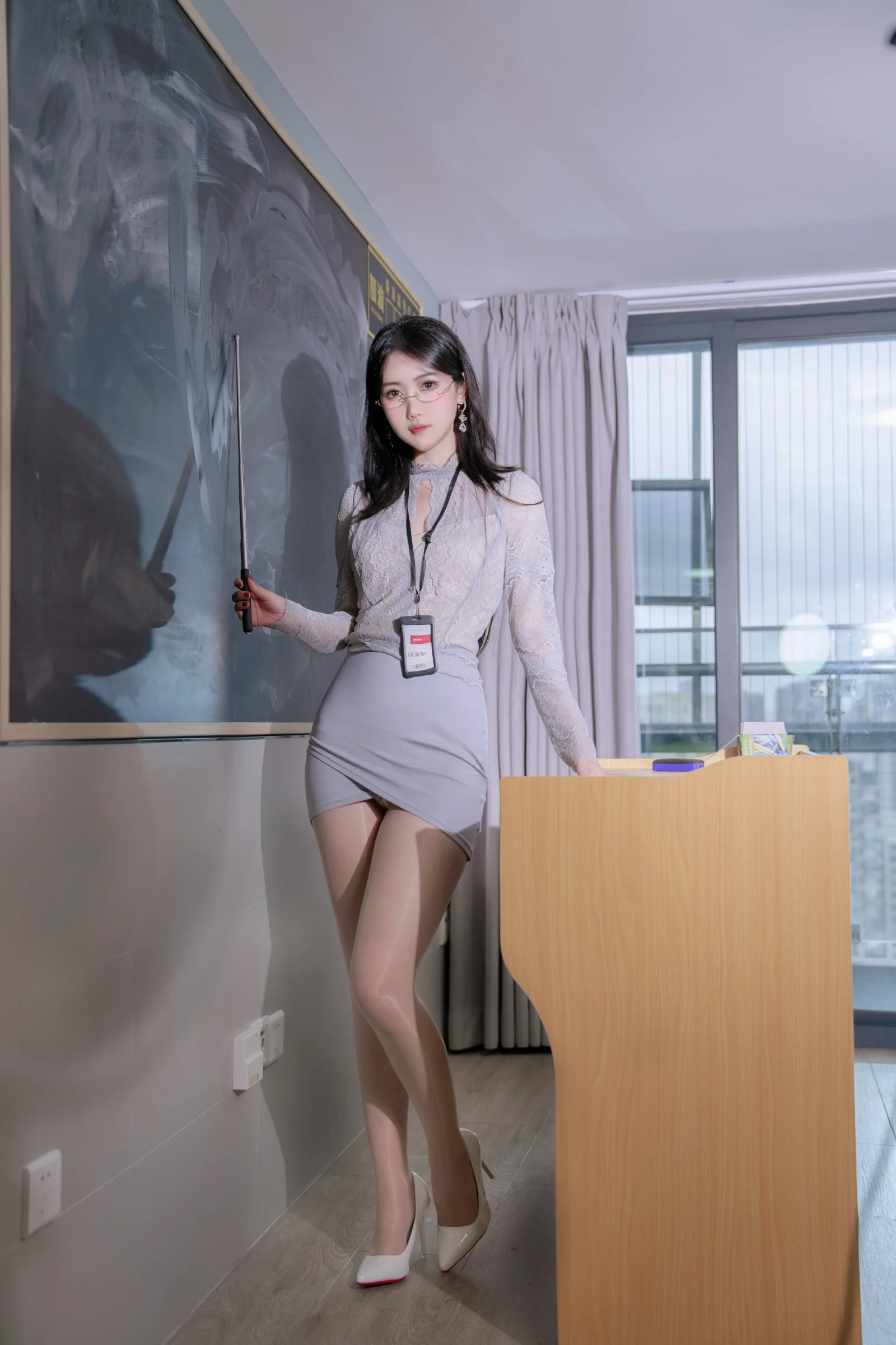 不呆猫 – 亮丝纯欲教师 Cosplay-第54张