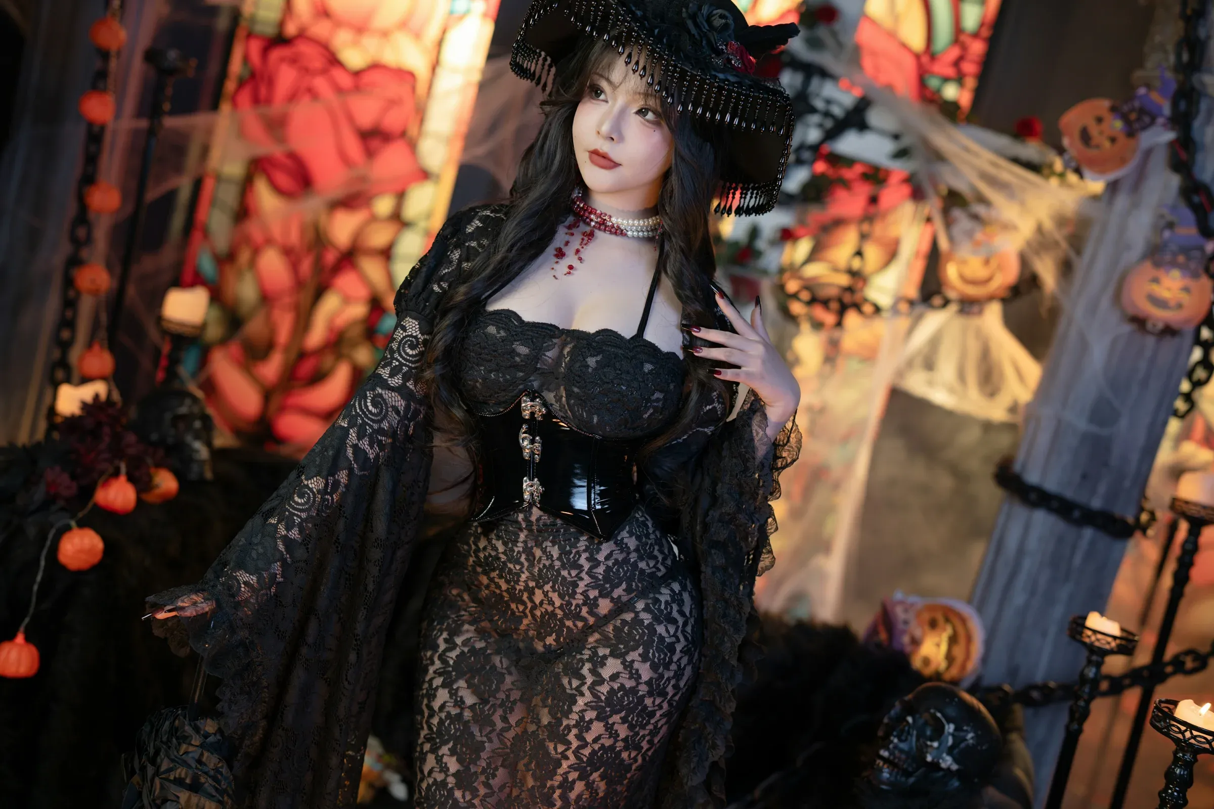 yuuhui玉汇 – 万圣节特辑 – 魔女狂欢夜 Cosplay-第130张