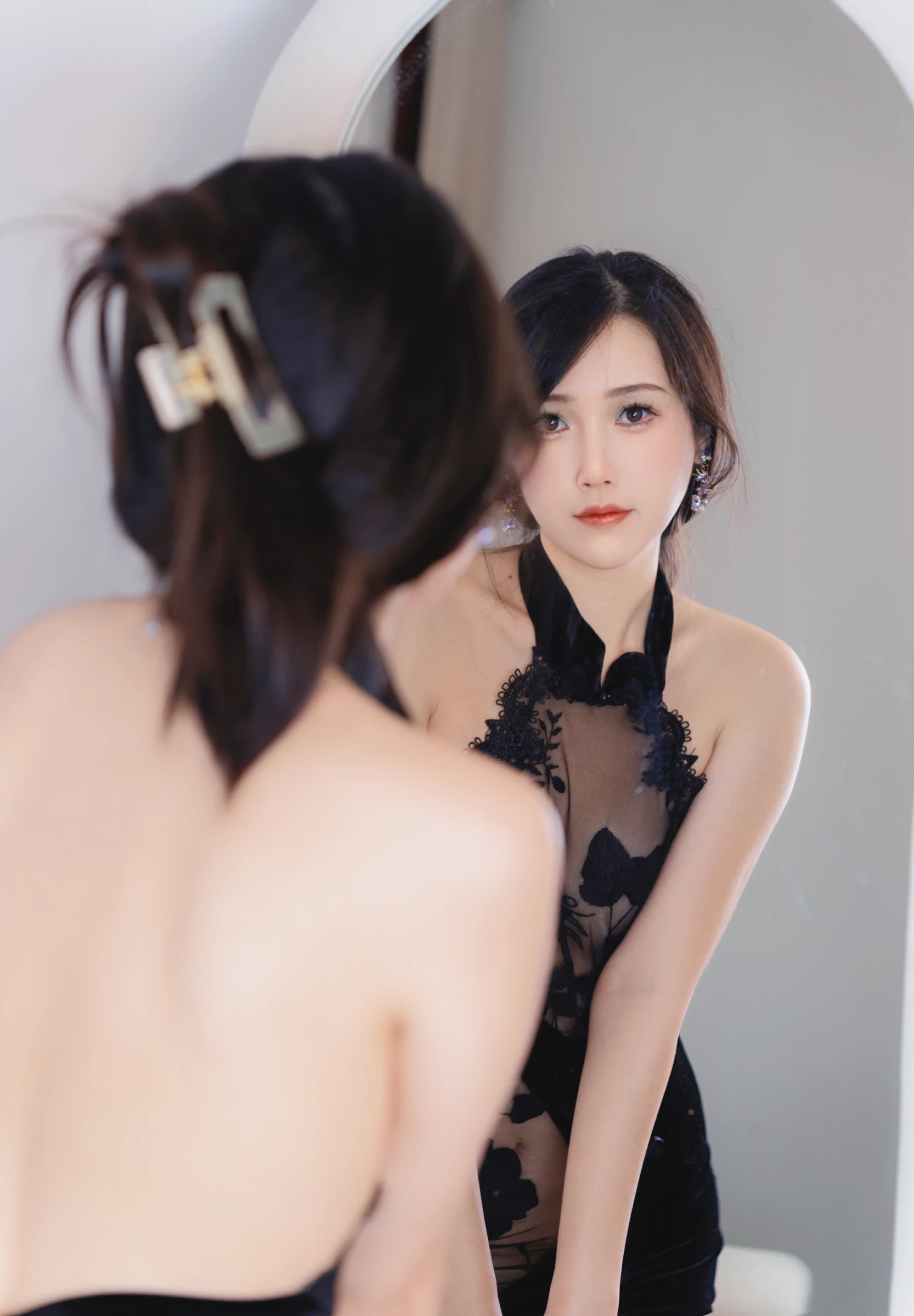 不呆猫 – 黑旗袍过膝袜御姐 Cosplay-第38张