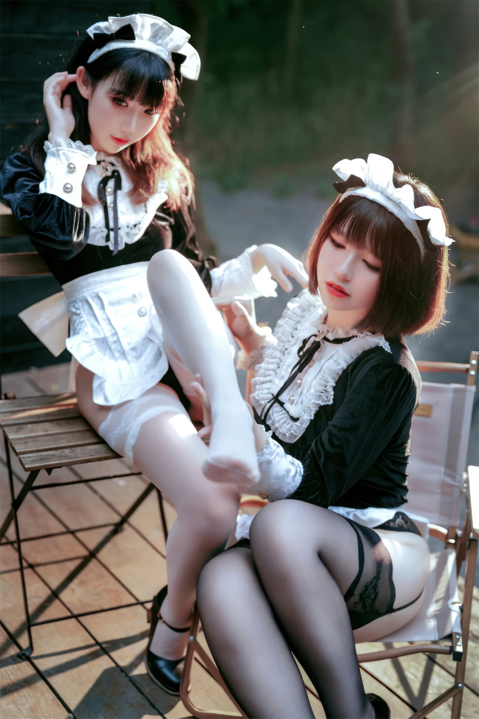 半半子面饼仙儿 – メイド姉妹 Cosplay-第70张