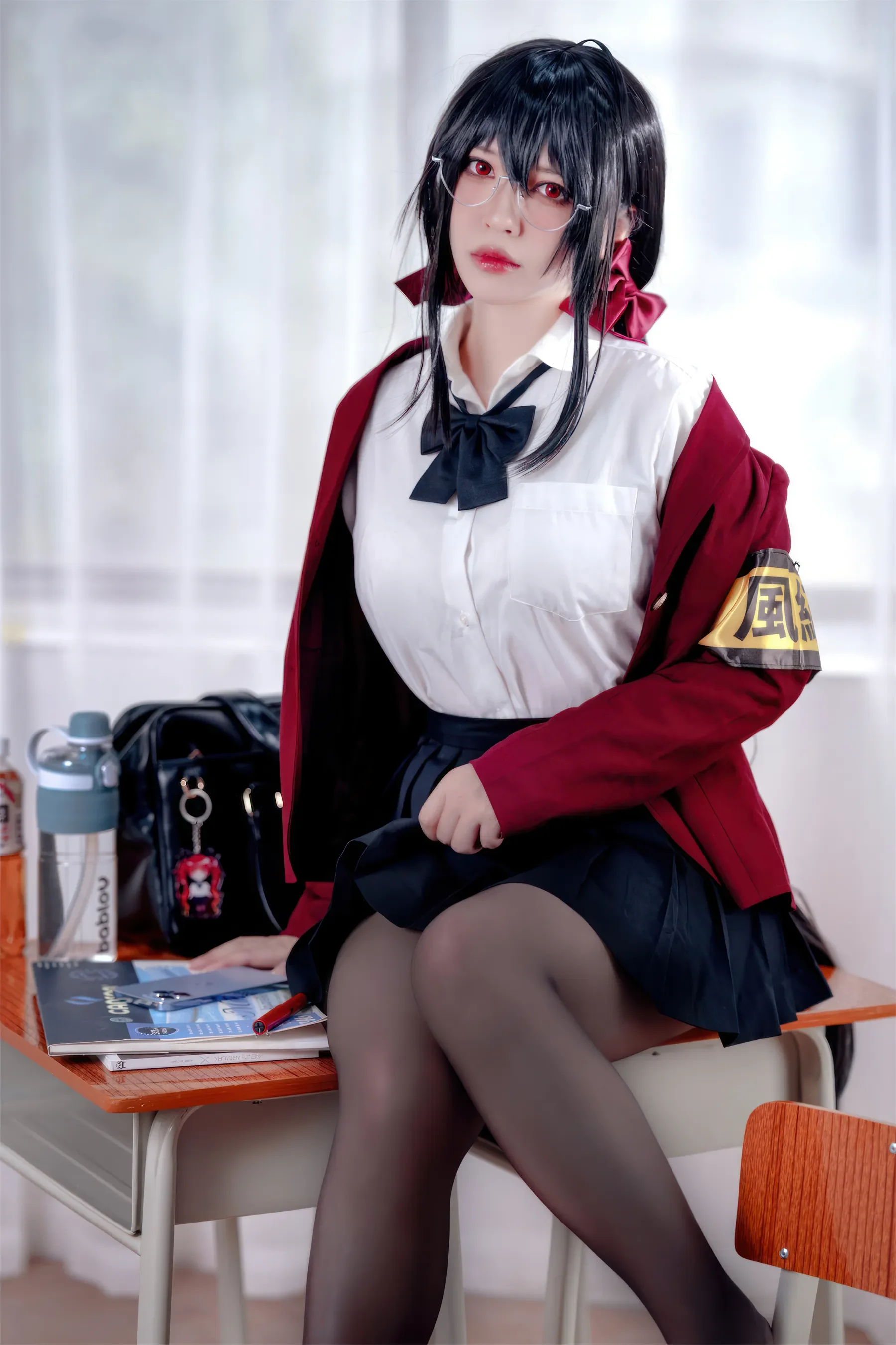半半子 – 大凤 风纪委员 Cosplay-第25张