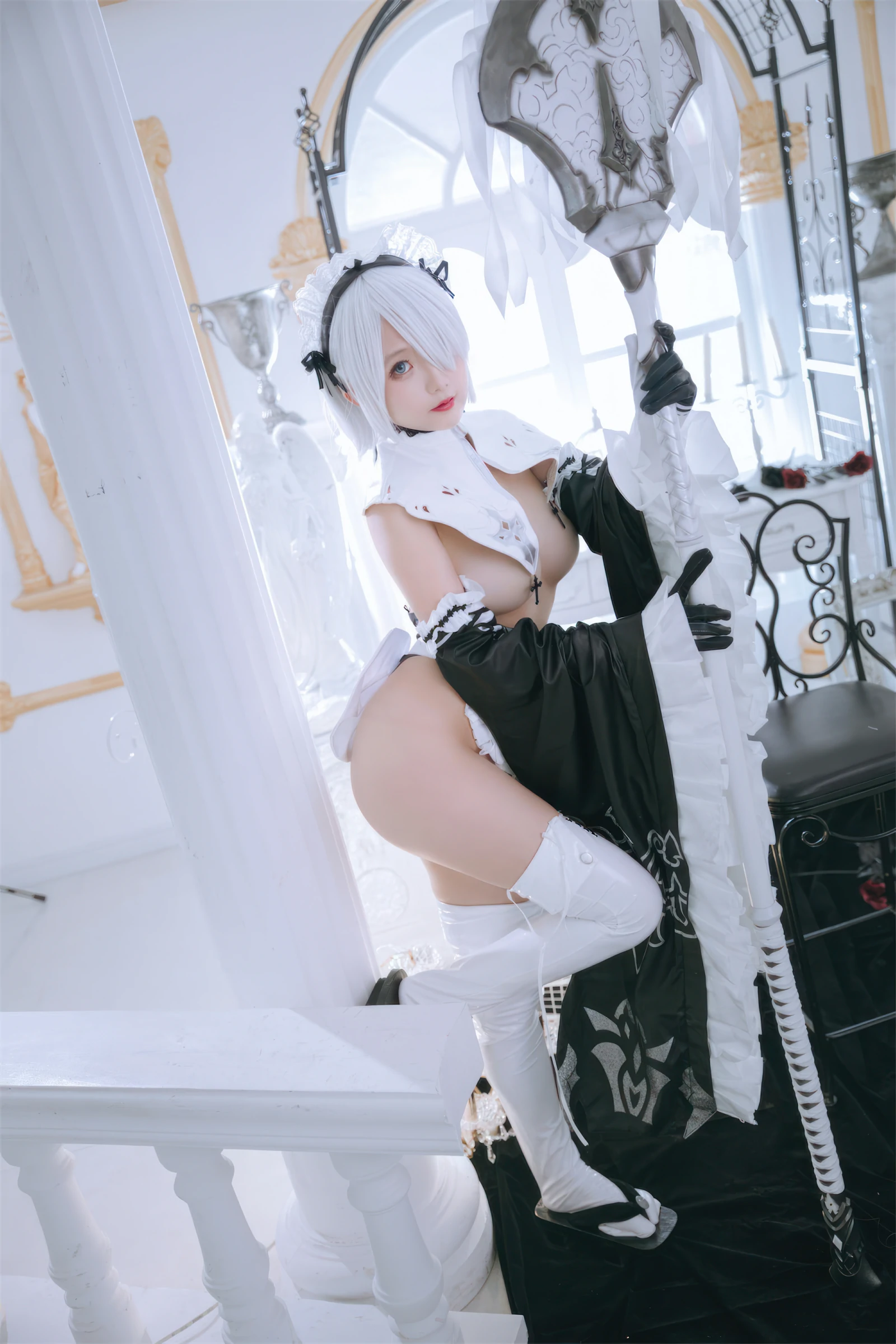日奈娇 – 2B奶盖女仆 Cosplay-第1张