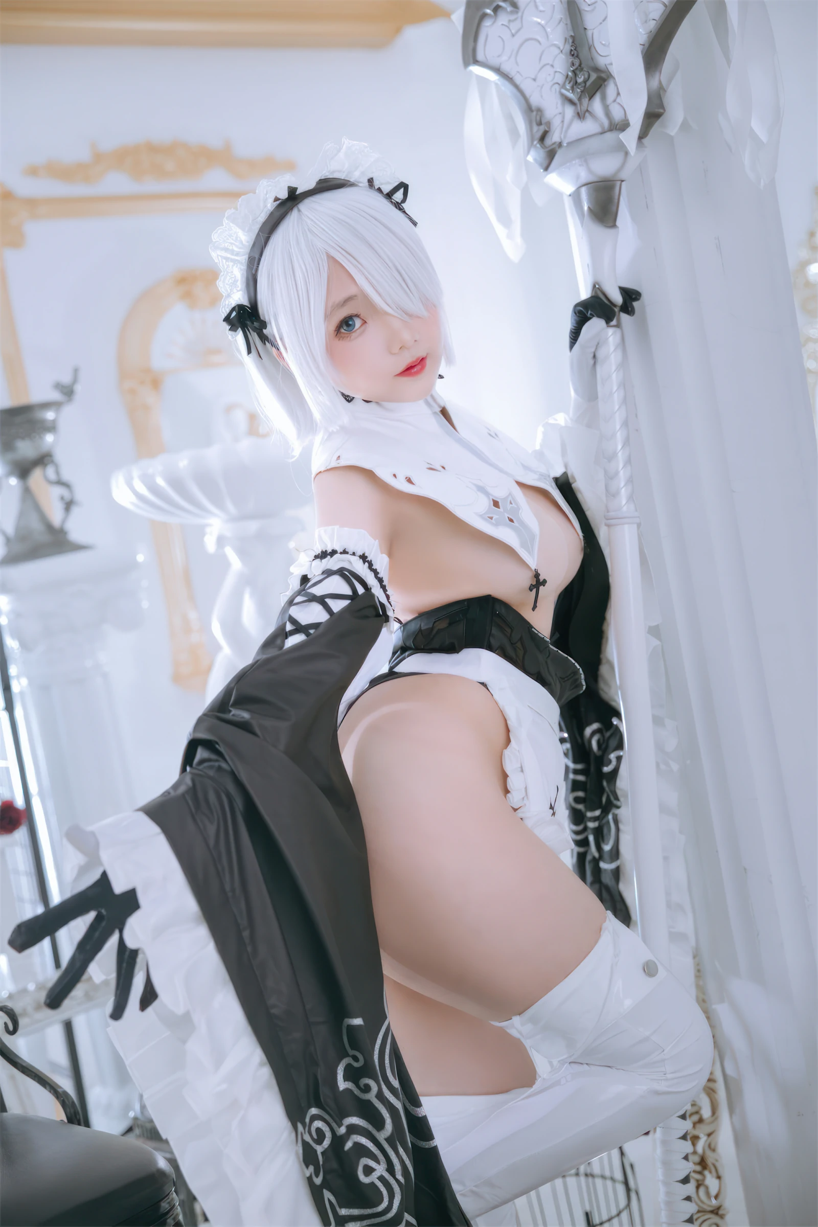 日奈娇 – 2B奶盖女仆 Cosplay-第4张