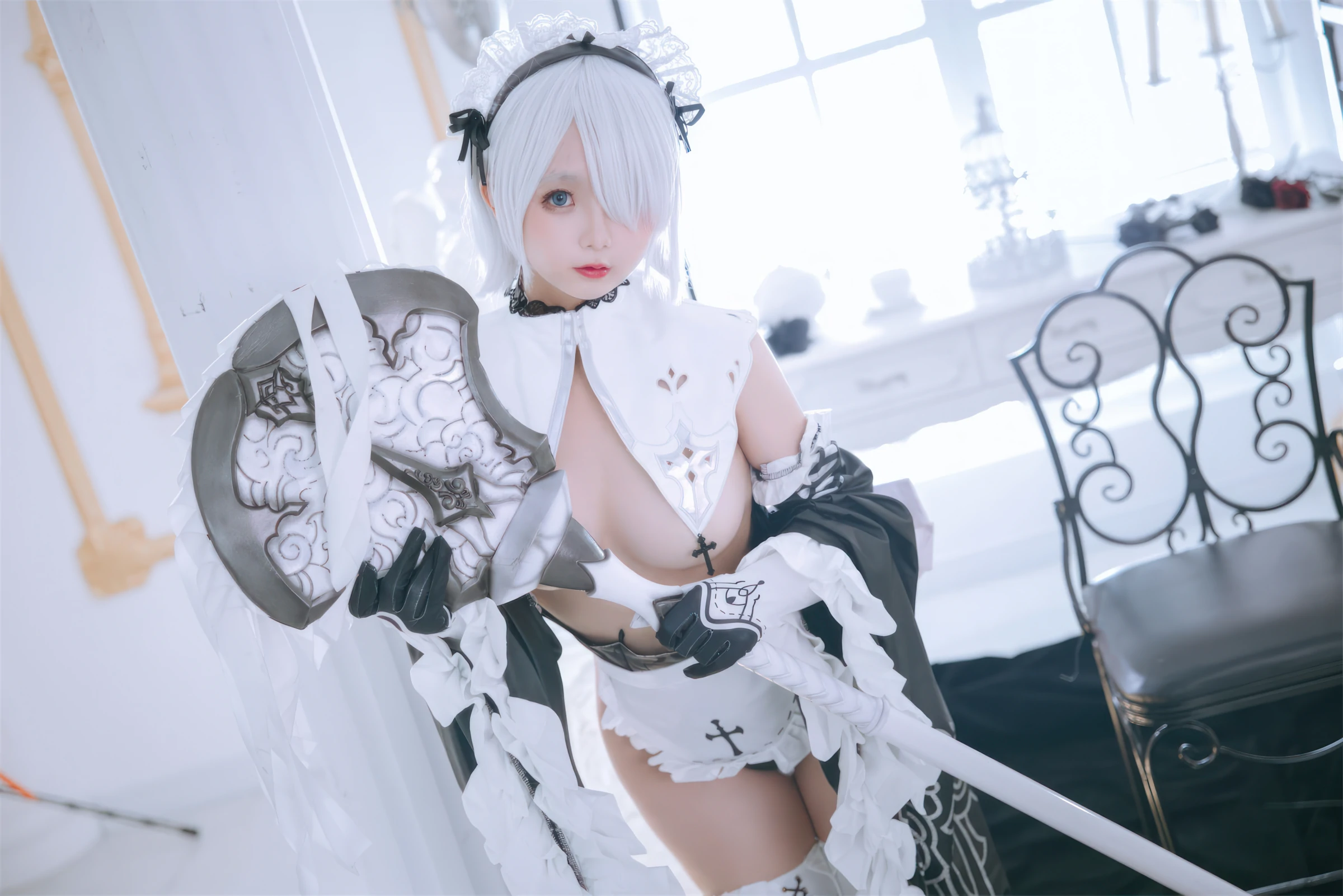 日奈娇 – 2B奶盖女仆 Cosplay-第12张