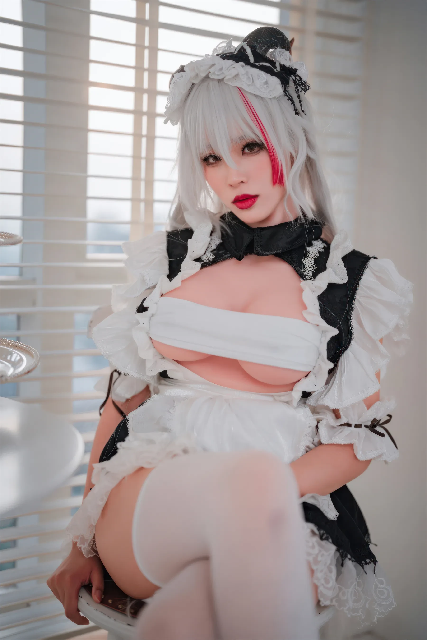 轩萧学姐 – 碧蓝航线 埃吉尔女仆 Cosplay-第45张