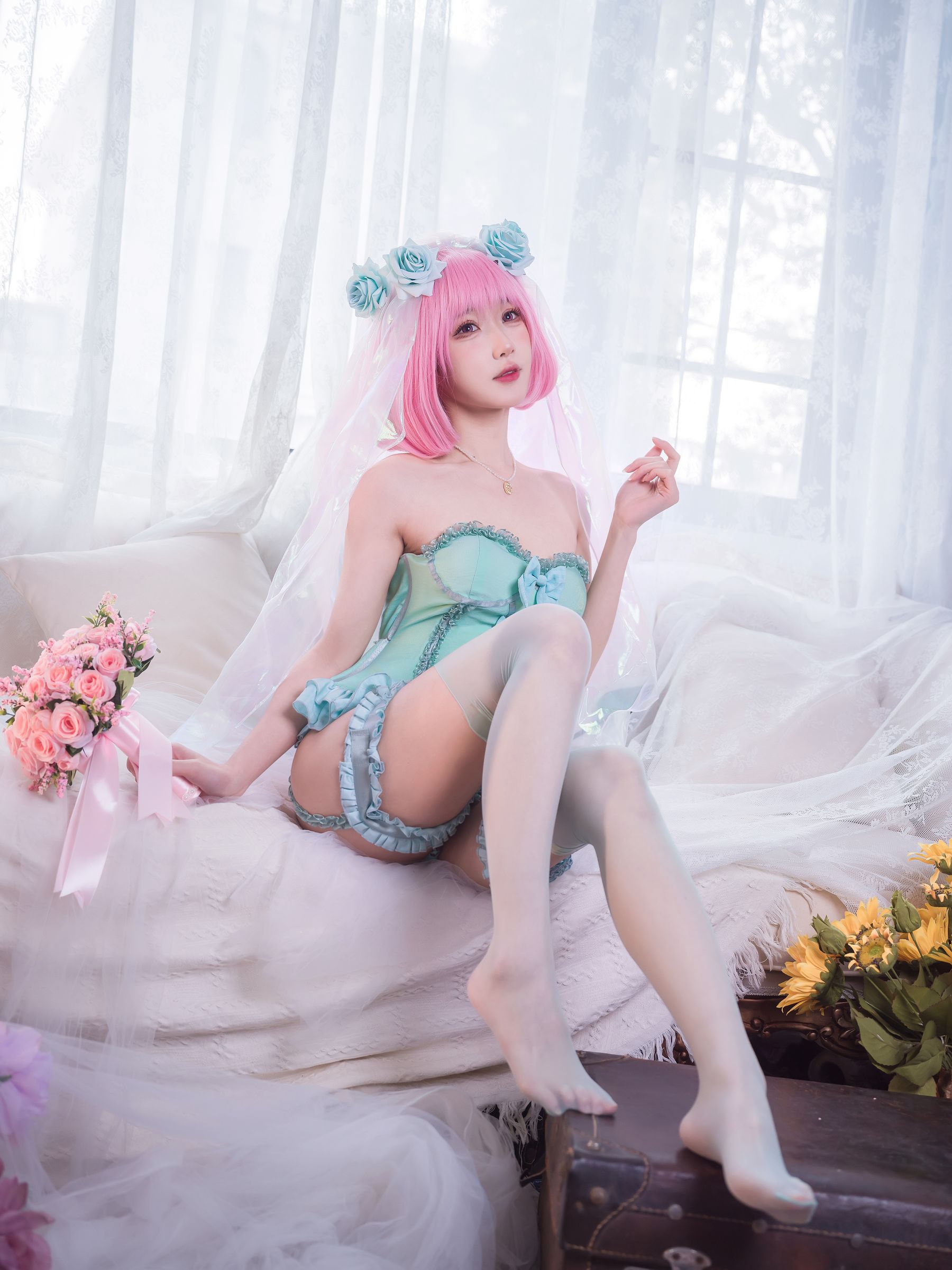 阿包也是兔娘 – 王女梦梦 婚纱内衣 Cosplay-第1张
