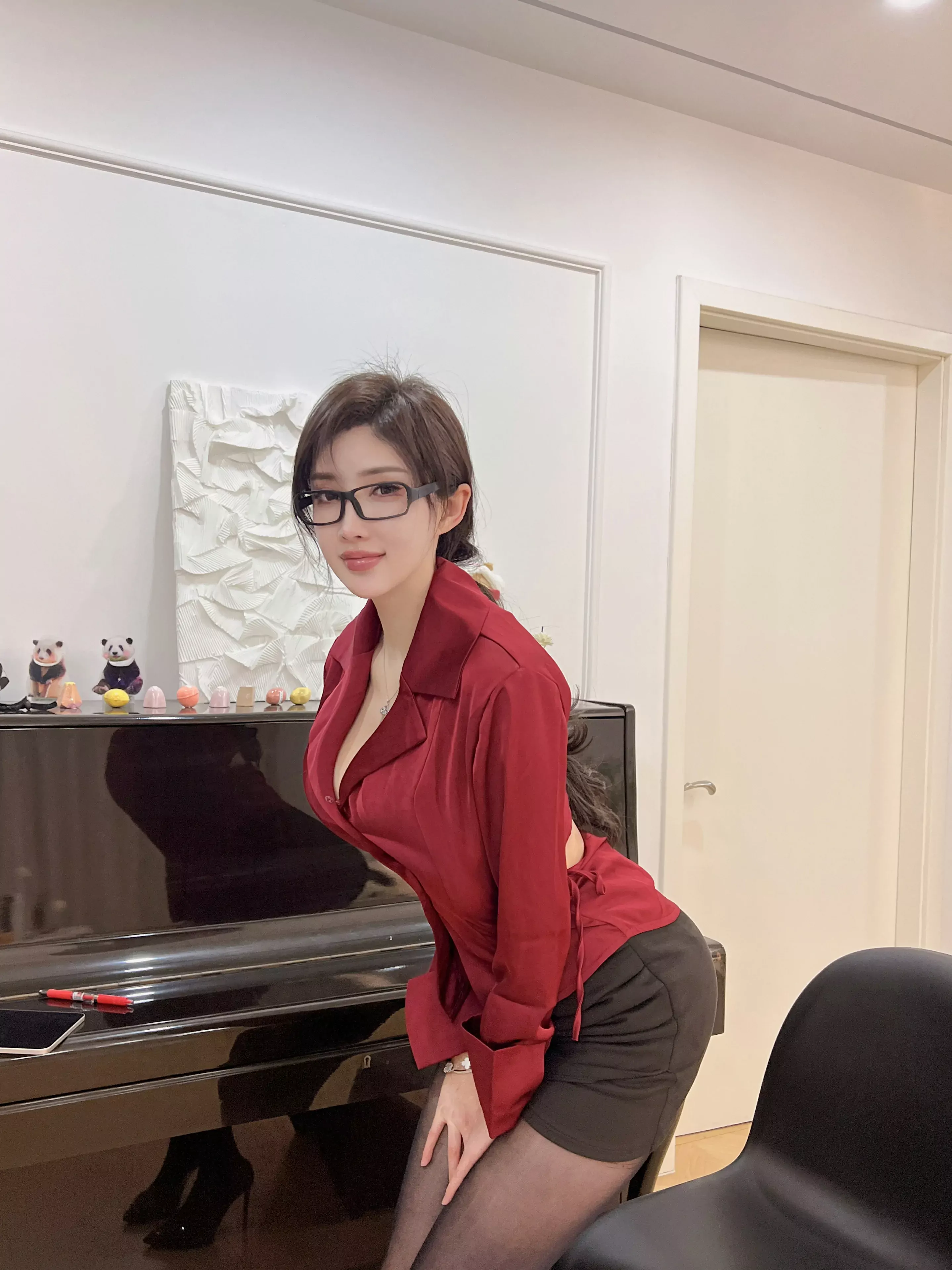 周妍希  黑丝钢琴老师 Cosplay-第23张