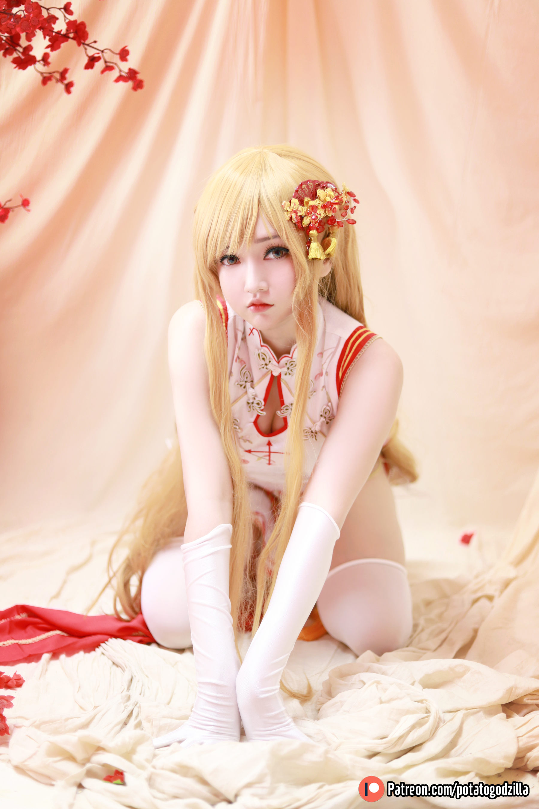 Potato Godzilla – Asuna Yuuki Qipao Cosplay-第30张