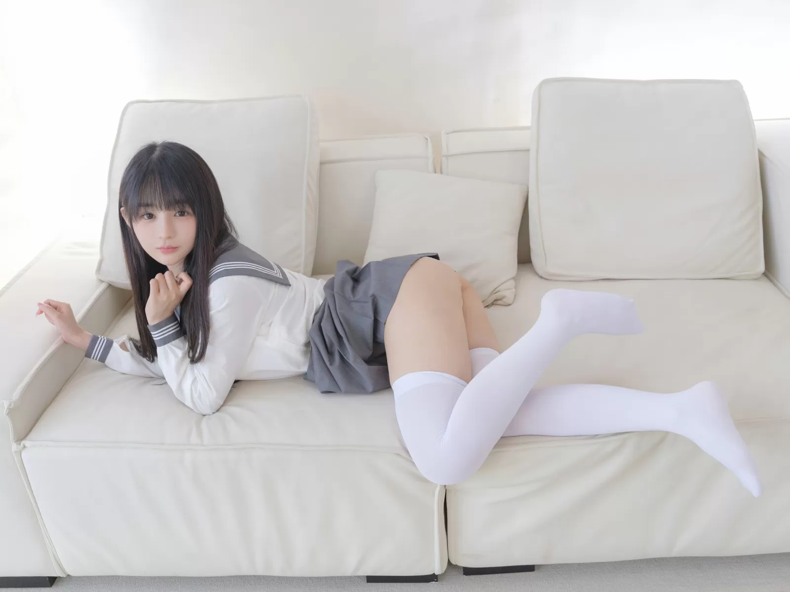 桜井宁宁 – 双马尾白丝JK Cosplay-第6张