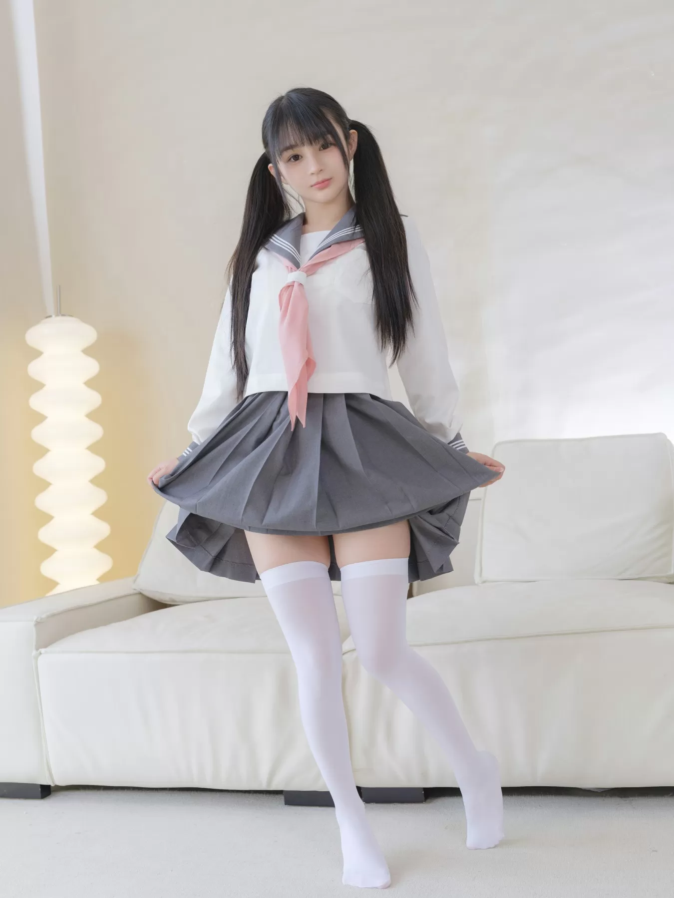 桜井宁宁 – 双马尾白丝JK Cosplay-第13张