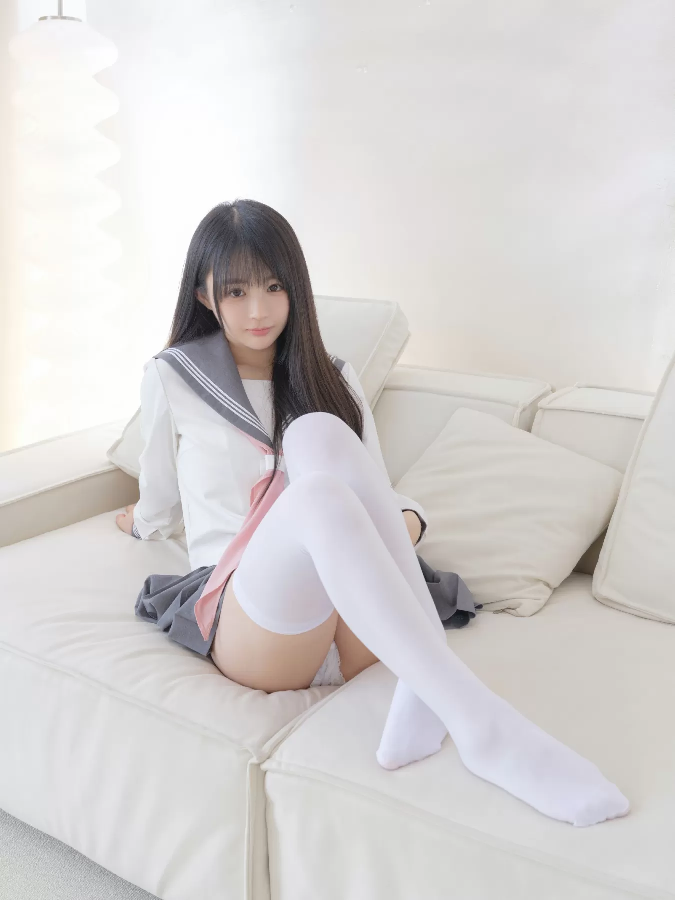 桜井宁宁 – 双马尾白丝JK Cosplay-第9张