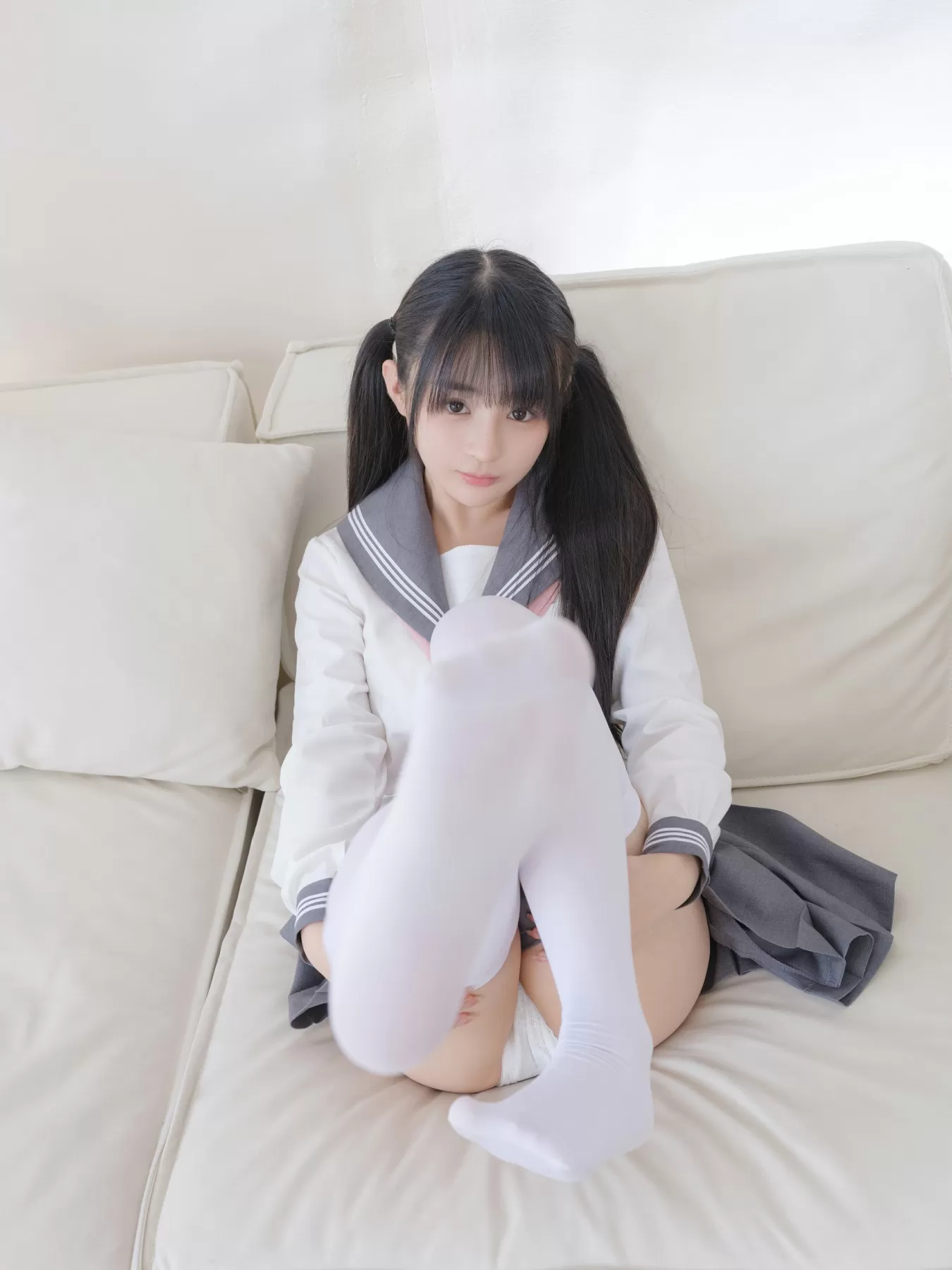 桜井宁宁 – 双马尾白丝JK Cosplay-第14张