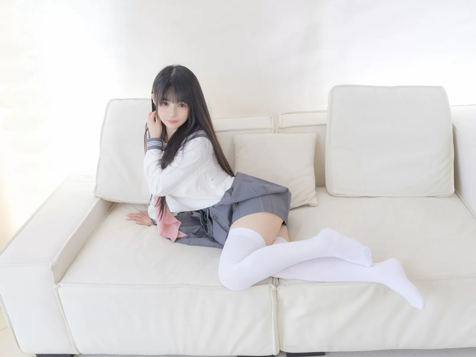 桜井宁宁 – 双马尾白丝JK Cosplay-第82张