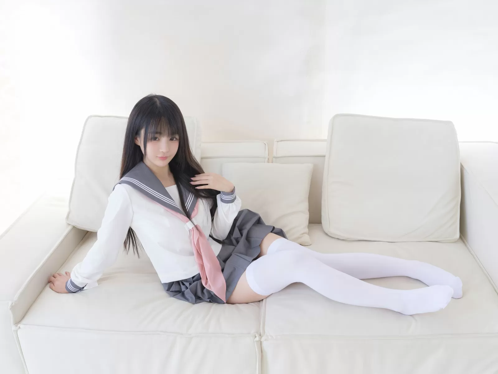 桜井宁宁 – 双马尾白丝JK Cosplay-第81张
