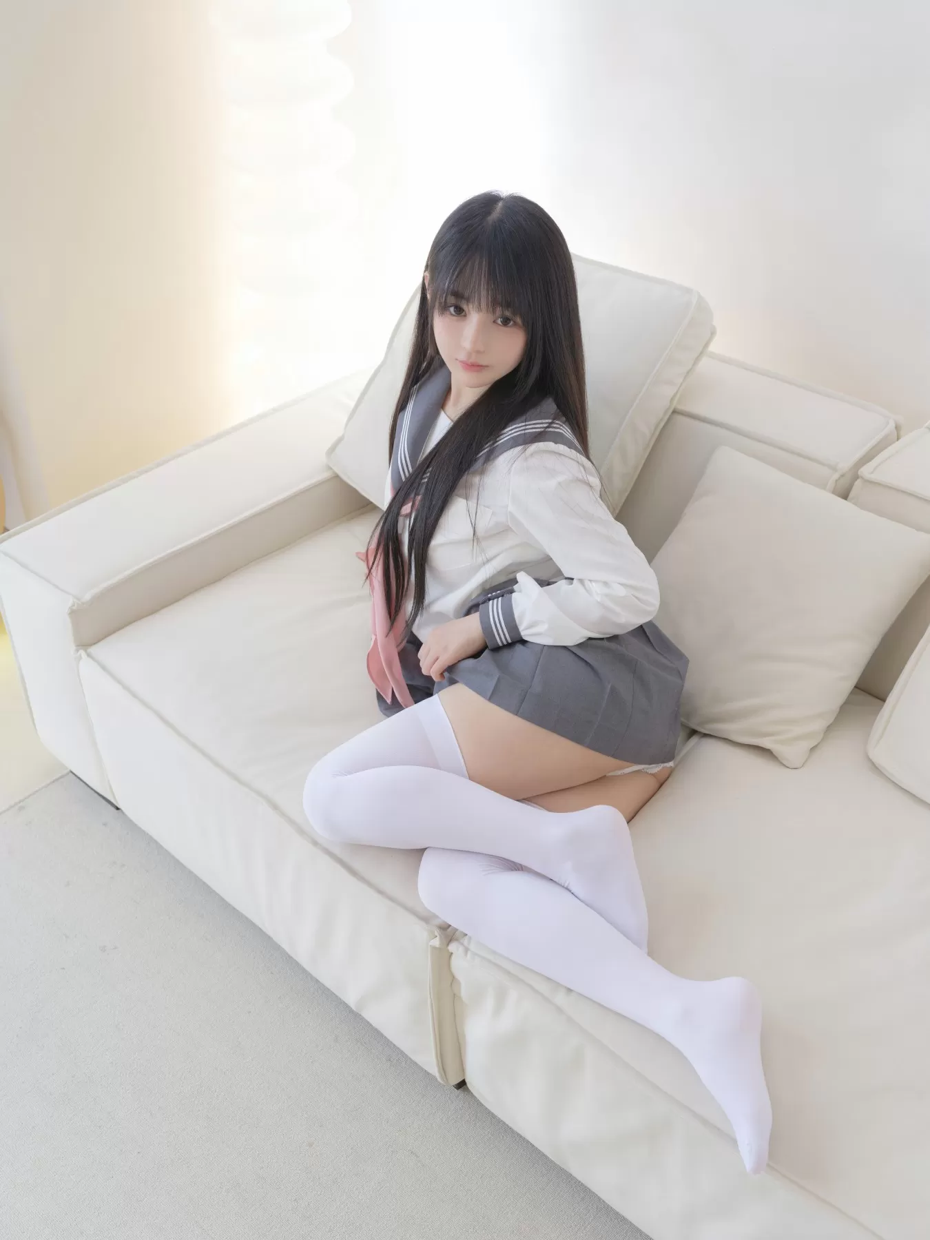 桜井宁宁 – 双马尾白丝JK Cosplay-第83张