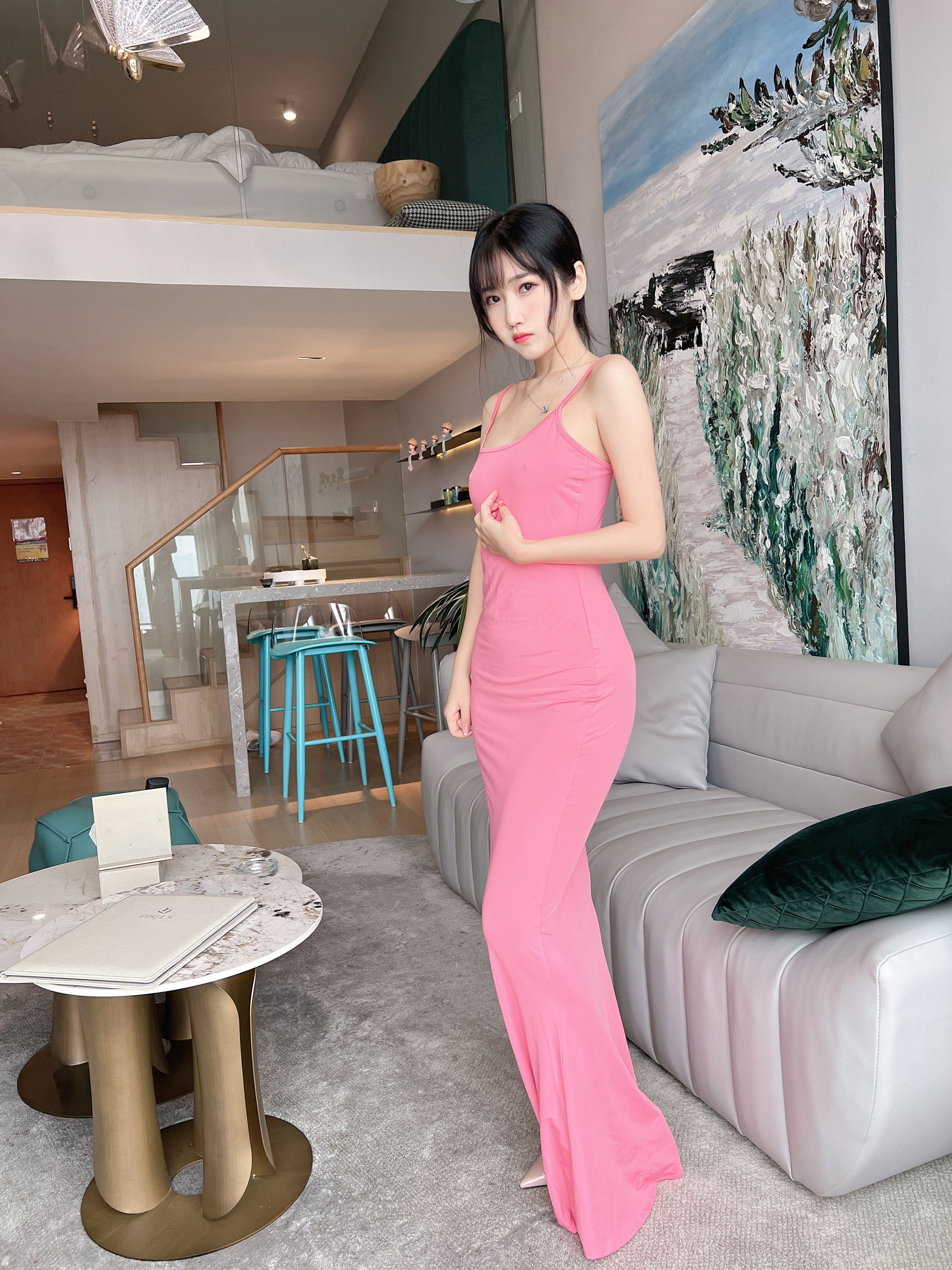 微博人气Coser不呆猫 – 浴室粉色激凸人妻 Cosplay-第20张