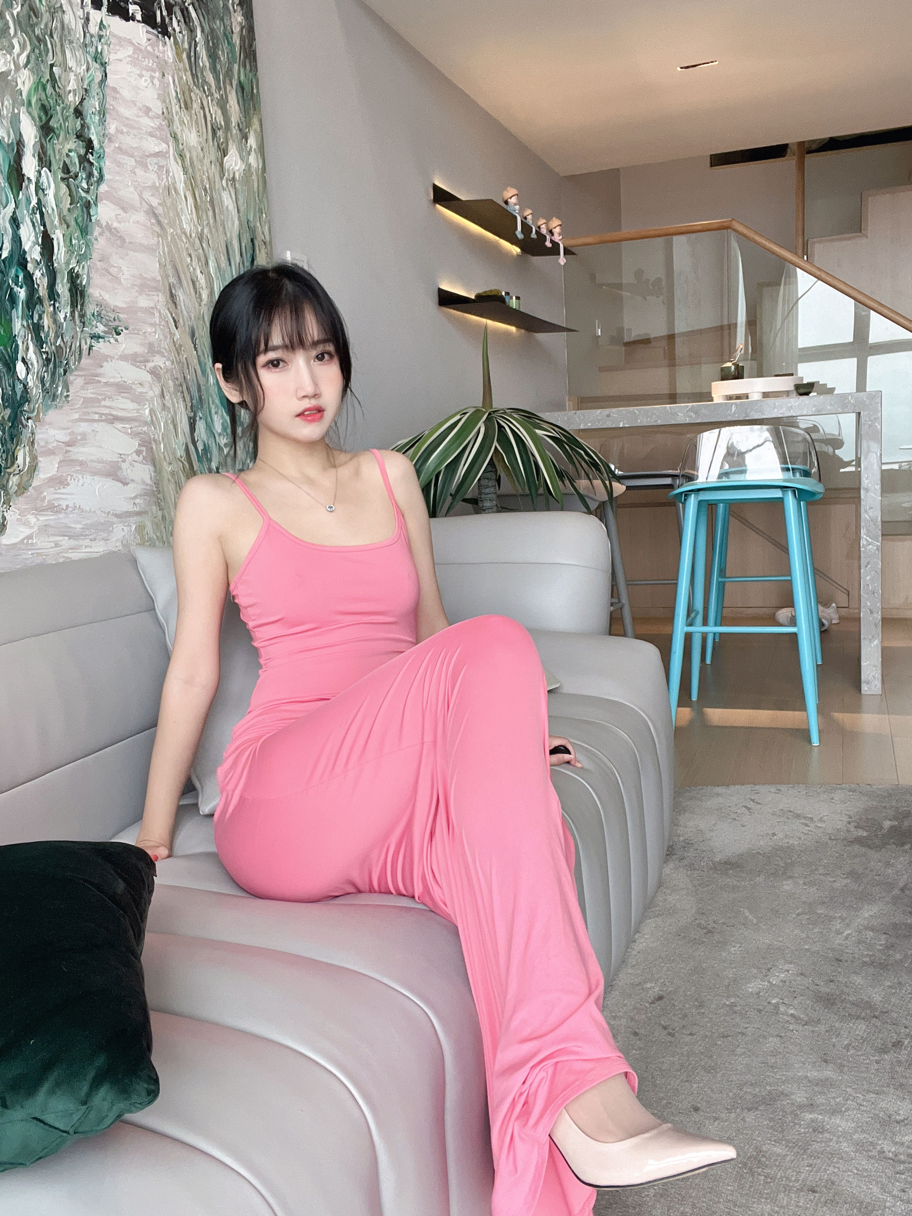 微博人气Coser不呆猫 – 浴室粉色激凸人妻 Cosplay-第23张