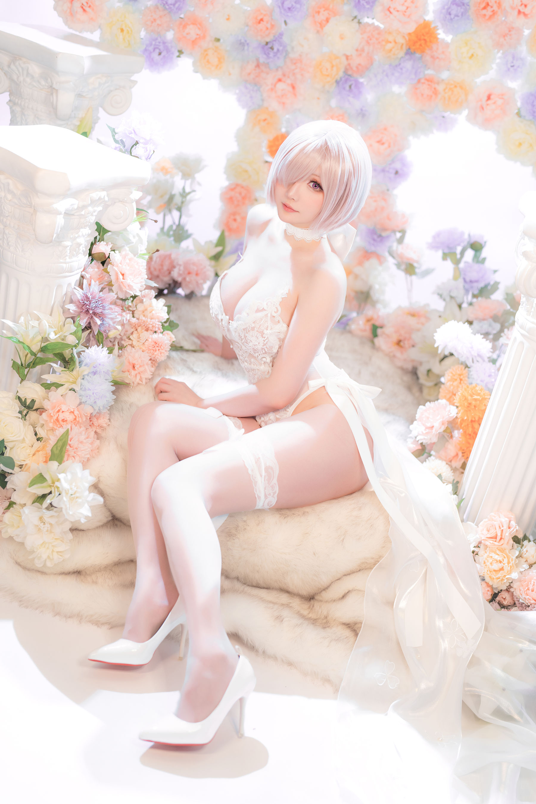 Coser小姐姐星之迟迟 – 玛修同人婚纱 Cosplay-第3张