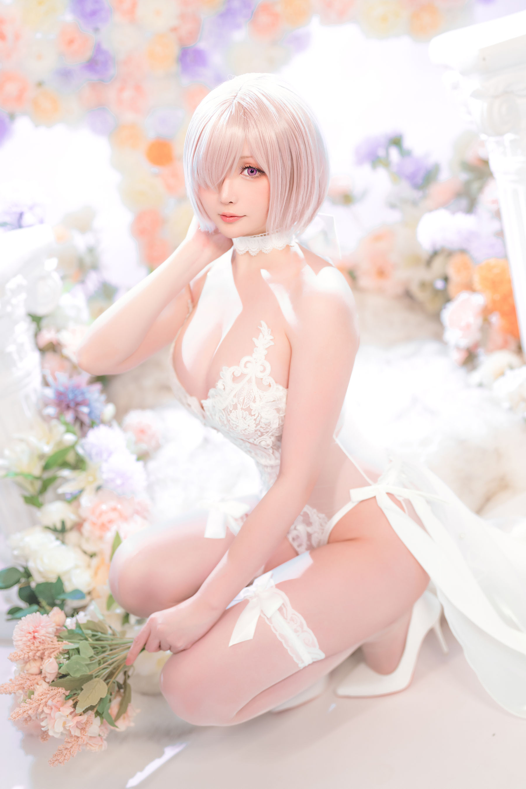 Coser小姐姐星之迟迟 – 玛修同人婚纱 Cosplay-第78张
