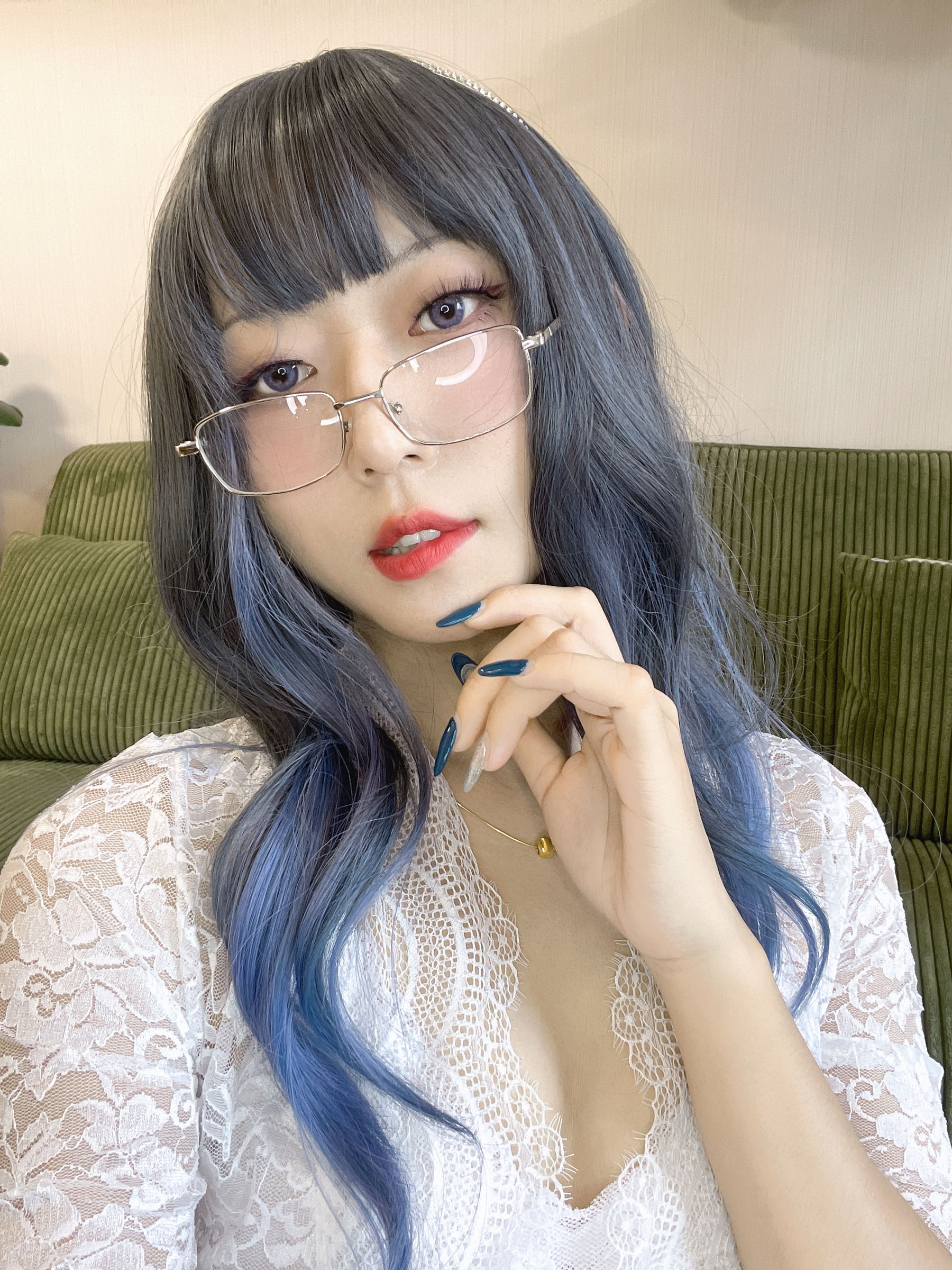 动漫博主Money冷冷 – 白蕾丝长裙 Cosplay-第56张