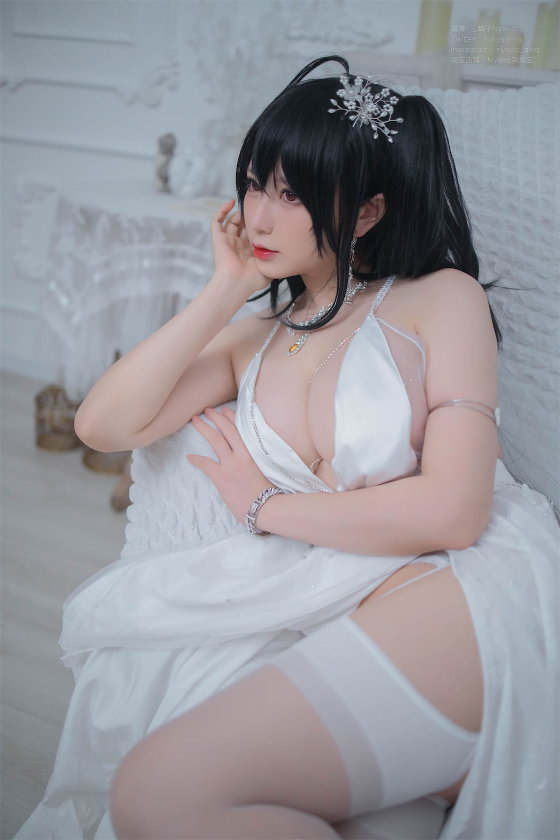 萌妹子Nyako喵子 – 大凤纯白婚纱 Cosplay-第18张