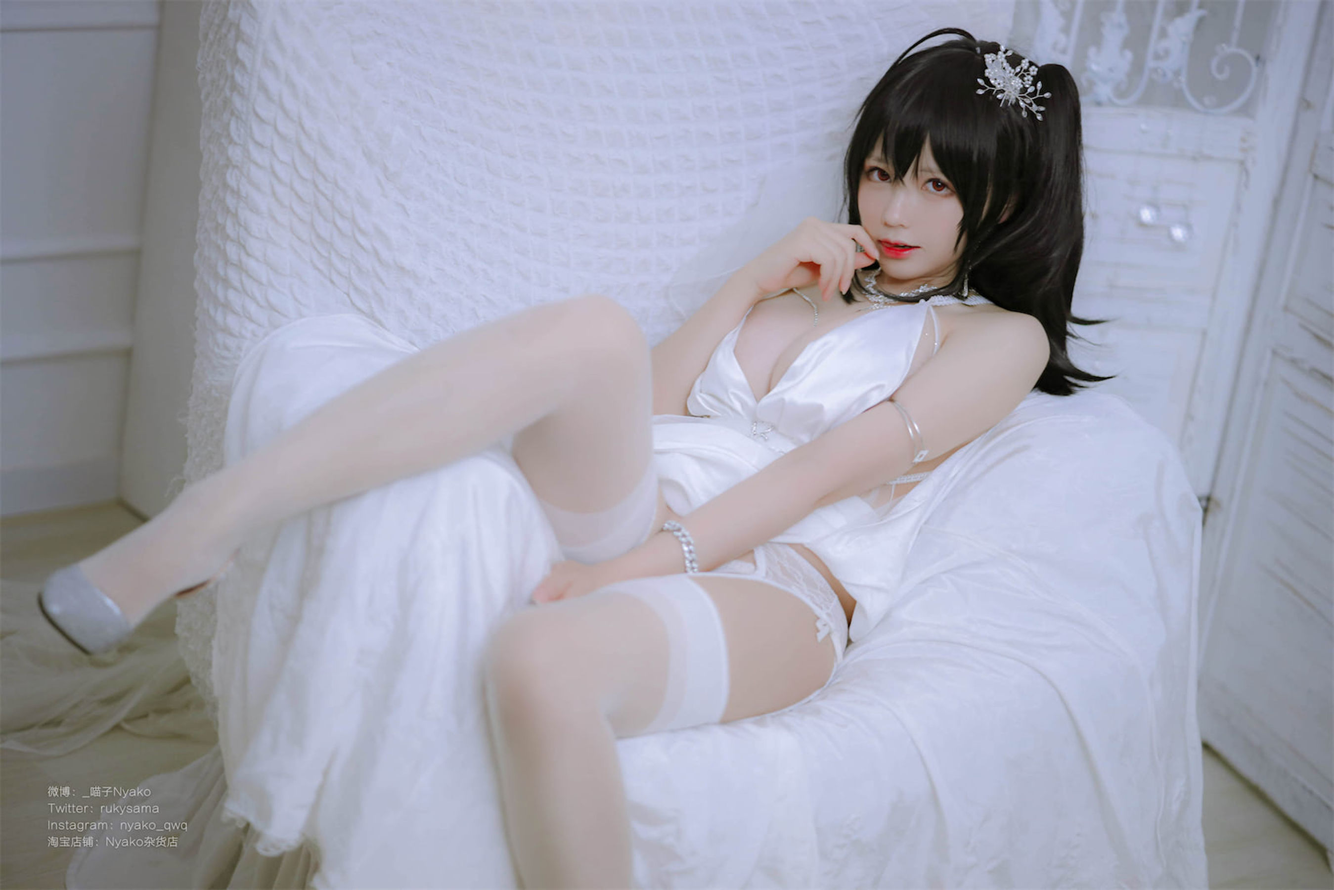 萌妹子Nyako喵子 – 大凤纯白婚纱 Cosplay-第17张